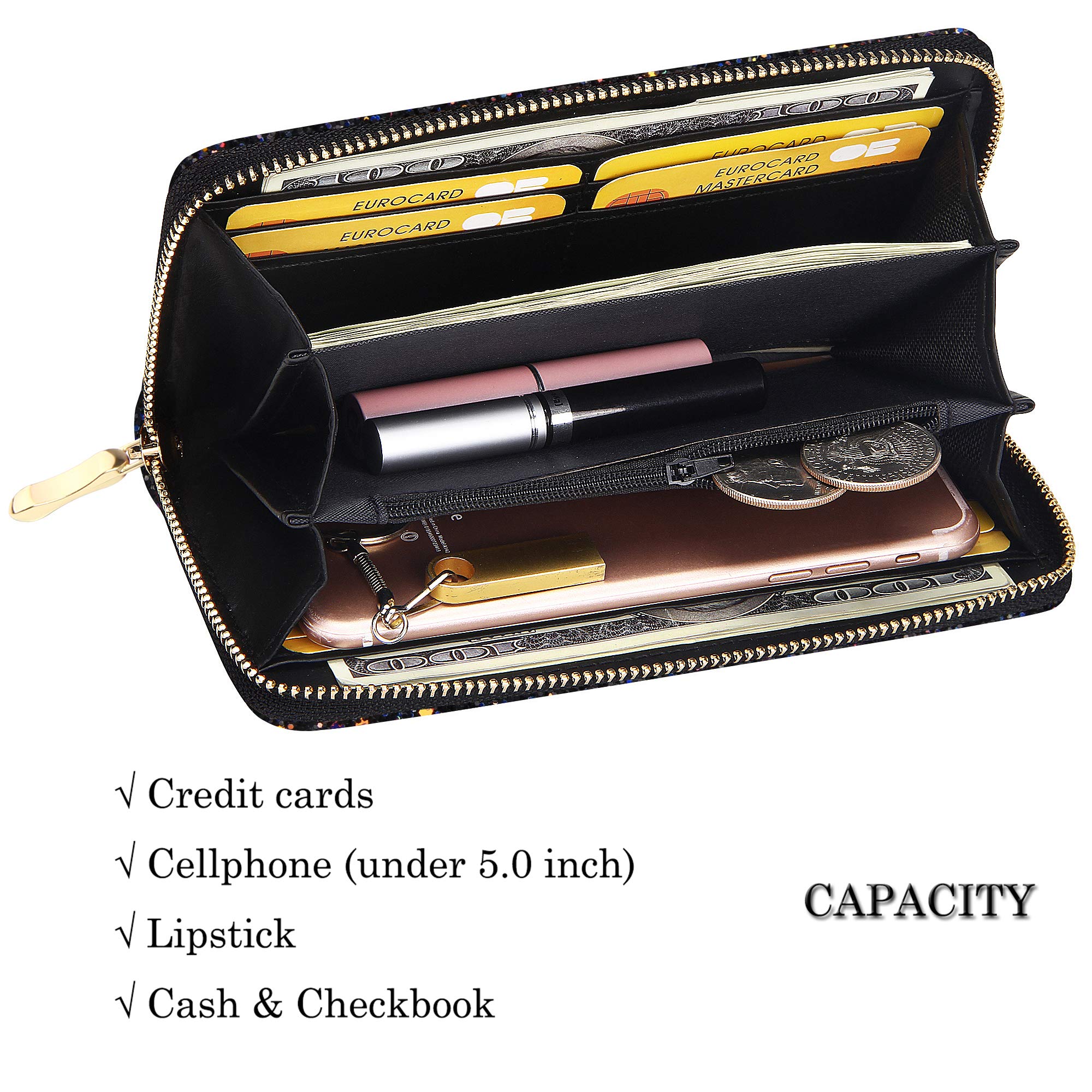 Sparkly Glitter Wallet for Women - Shiny Long Phone Clutch Purse with Card Holder | Perfect for Parties, Weddings & Evening Events