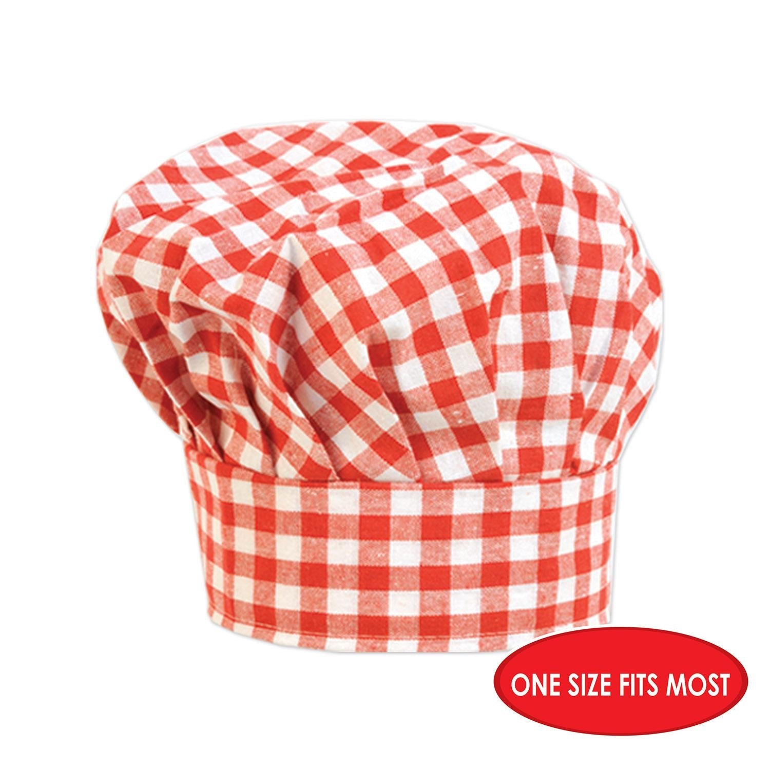 12 Pack Beistle Gingham Fabric Chef's Hat - Professional Cooking & Baking Accessories for Chefs, Bakers, and Culinary Enthusiasts - Perfect for Restaurants, Kitchens, and Home Cooking