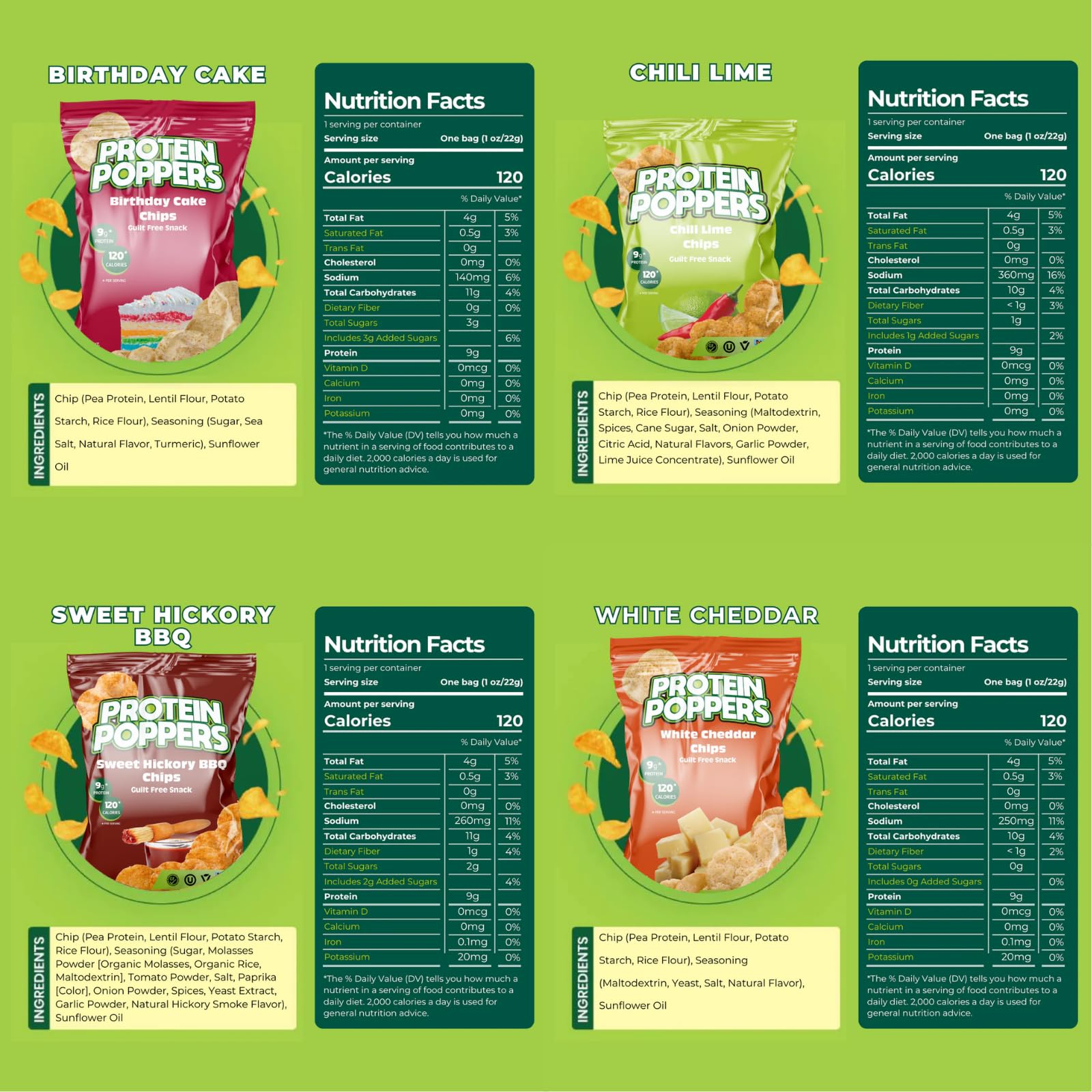 Protein Popper Chips - Gluten Free, Low Carb, High Protein Snacks - 10 Count Variety Pack - Perfect for Keto Diet, Gym Workouts & Healthy On-The-Go Snacking