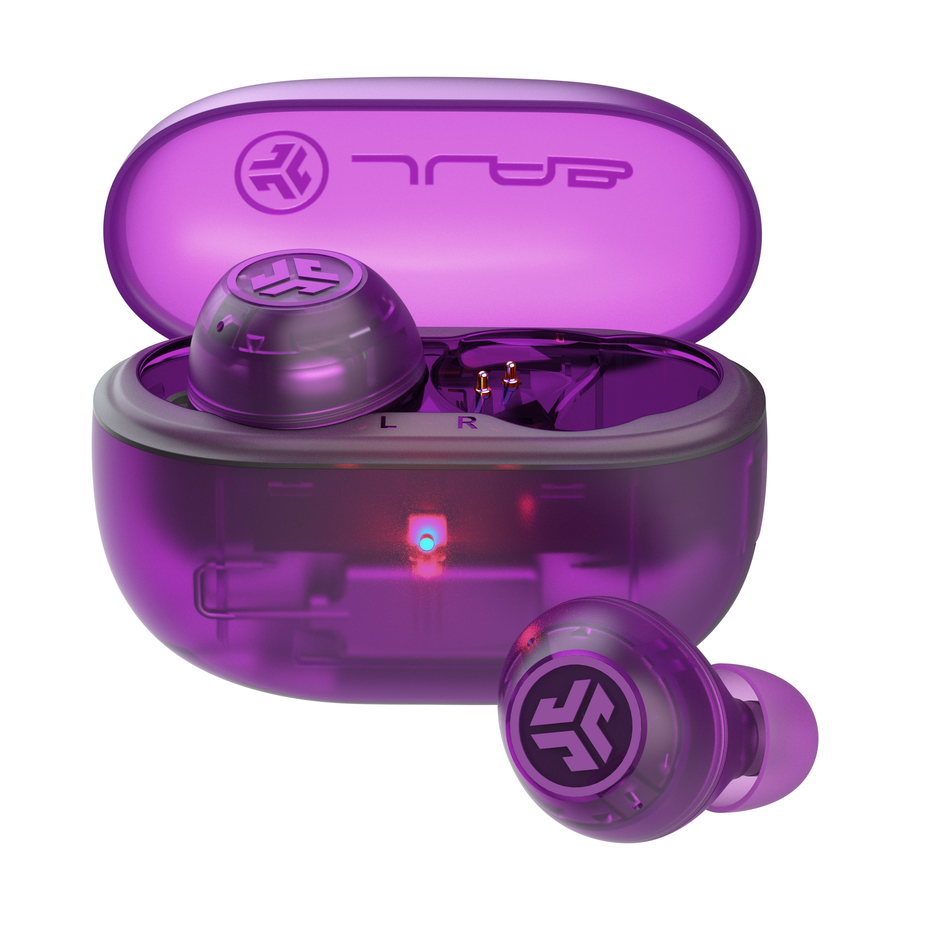 Go Pop ANC True Wireless Earbuds - Transparent Purple Bluetooth 5.3 Headphones with Active Noise Cancelling, 30H Playtime, IPX5 Waterproof - Perfect for Gym, Running & Travel