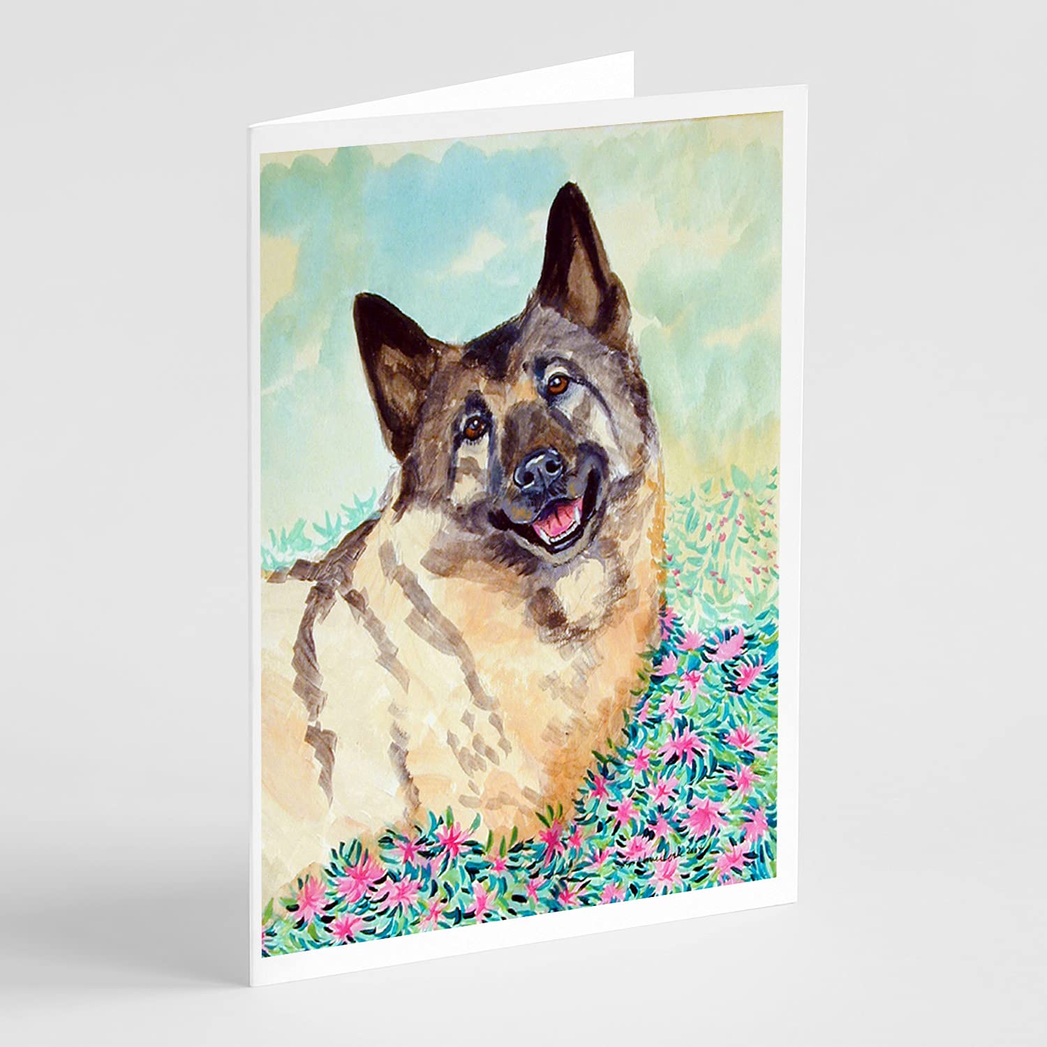 Norwegian Elkhound Greeting Cards - Pack of 8 Blank A7 (5x7) Note Cards with Envelopes | Whimsical Dog Lover Stationery for Birthdays, Thank You Notes & Special Occasions