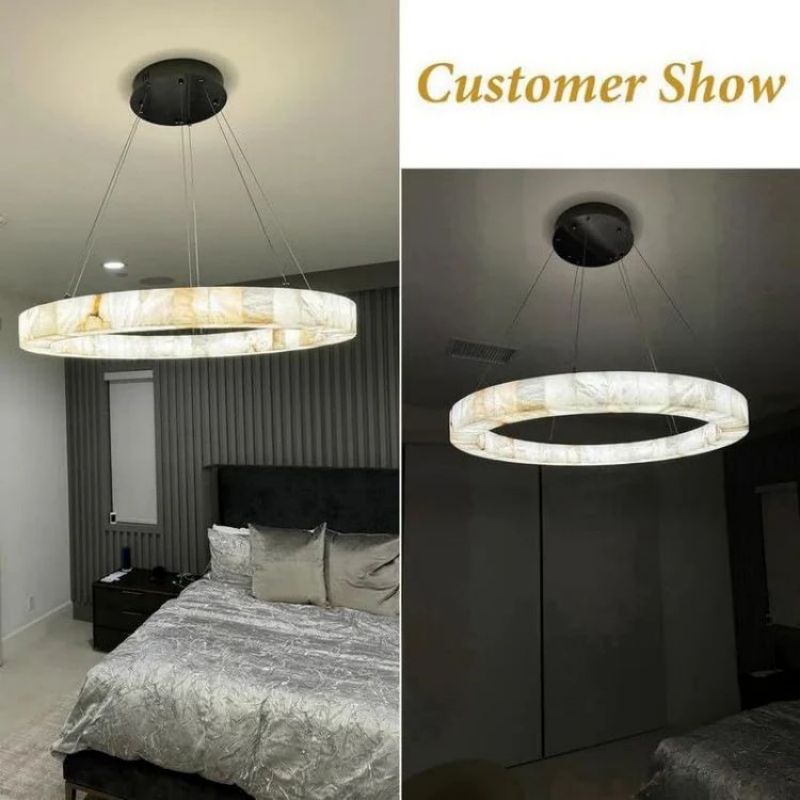 Karen Calcite Crystal Chandelier - 30 Inch & 39 Inch Modern Ceiling Light Fixture for Dining Room, Living Room, or Bedroom Decor