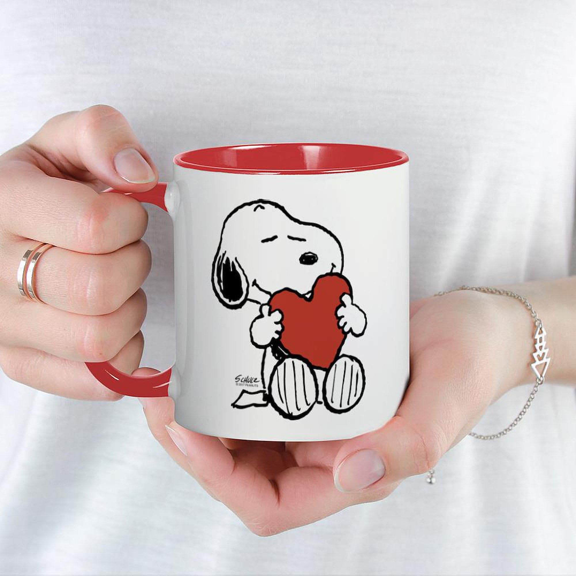 Snoopy On Heart Ceramic Coffee Mug 11 oz (325 ml) - Perfect for Hot & Cold Drinks, Ideal for Home, Office, or Gift Giving - CafePress