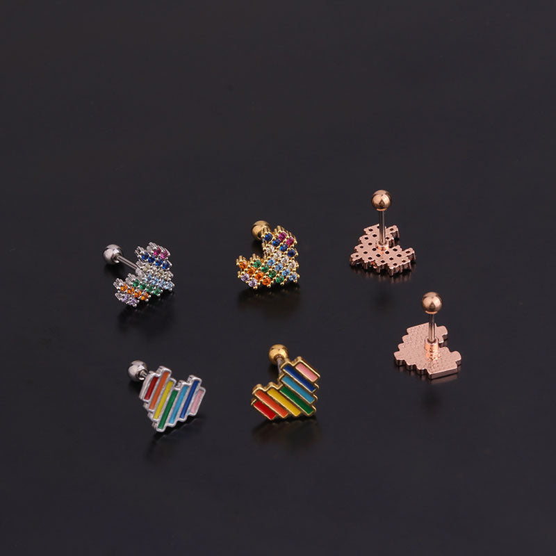 20G Cartilage Pride Conch Stud Earrings - Hypoallergenic Surgical Steel Body Jewelry for Women | Perfect for Piercing, Daily Wear & Special Occasions