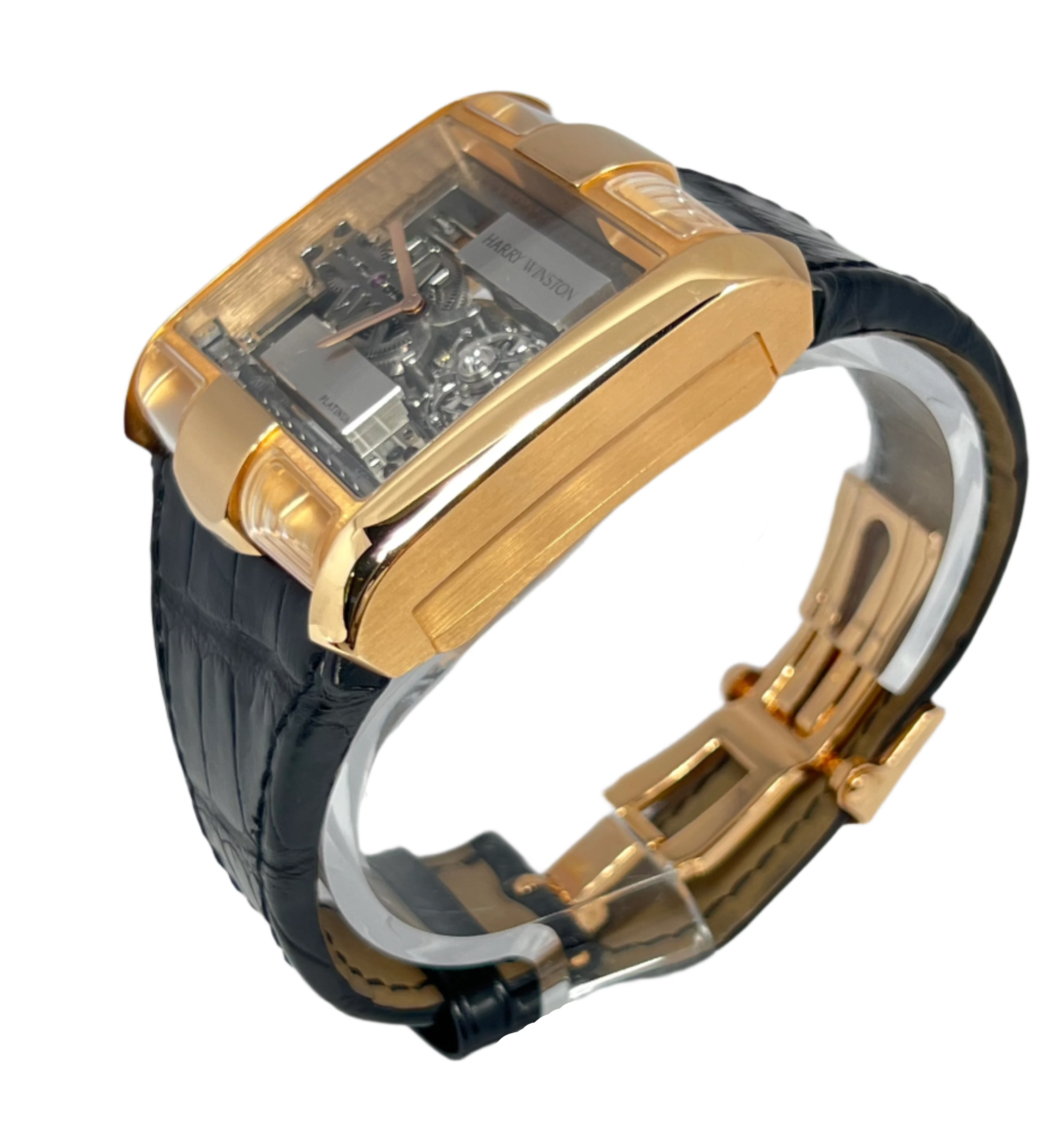 Harry Winston Histoire de Tourbillon Glissiere 18K Rose Gold Men's Luxury Watch - Elegant Timepiece for Business, Gala & Special Occasions