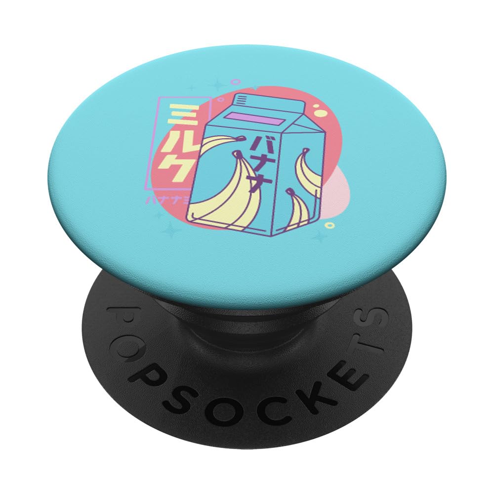 Pastel Banana Milk PopSockets PopGrip - Vaporwave Aesthetic Japanese Style Phone Grip & Stand for iPhone, Samsung - Perfect for Kawaii Accessories, Anime Lovers & Aesthetic Phone Decor