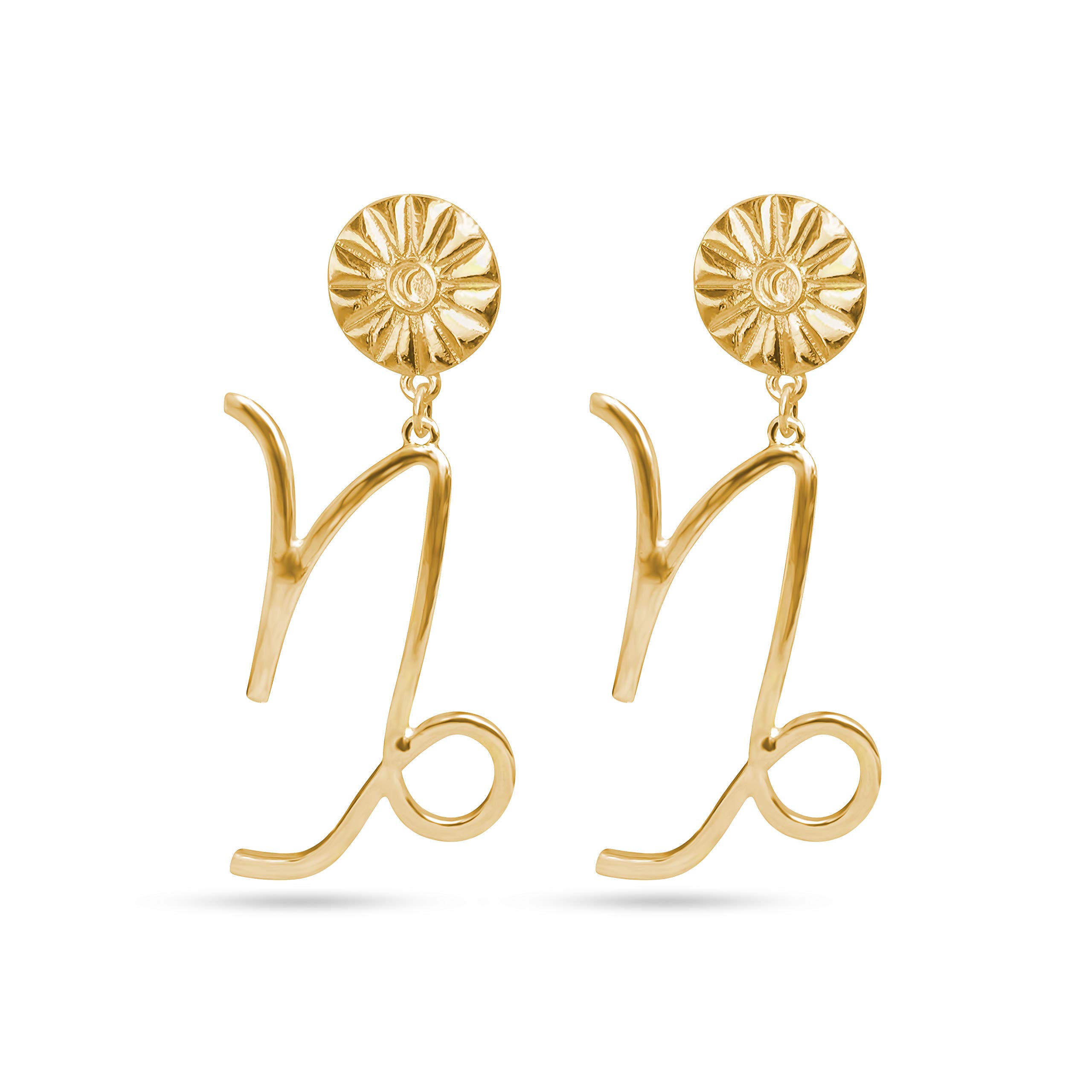 14K Gold Plated Zodiac Sign Hoop Earrings - XL Stylish Constellation Astrology Jewelry for Women | Perfect Gift for Horoscope Lovers, Birthday & Everyday Wear
