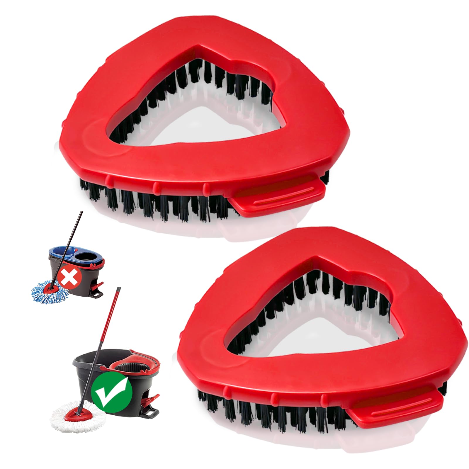 Spin Mop Scrub Brush Head 2-Pack - Hard Bristle for EasyWring System - Bathroom & Kitchen Cleaning