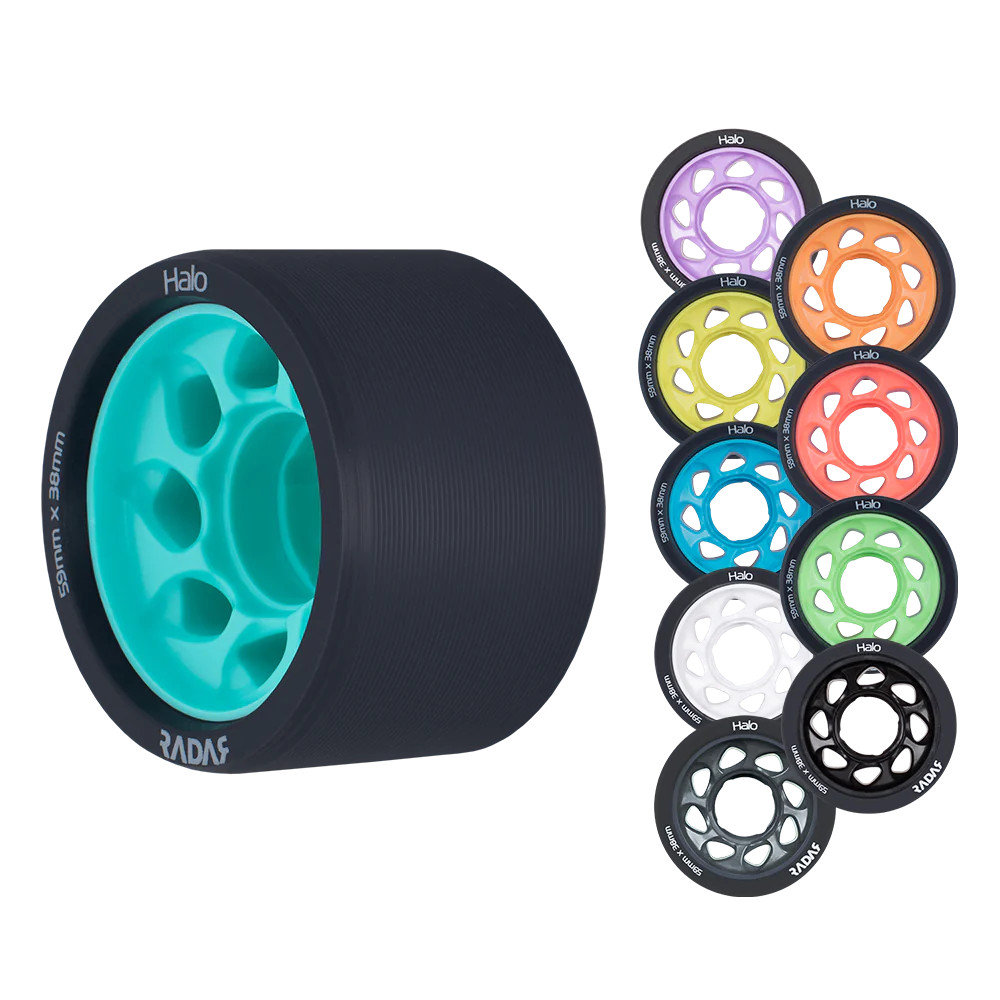 Radar Halo Wheels 59mm 4 Pack - Premium Skateboard Wheels for Smooth Riding & Tricks | Perfect for Street Skating, Park & Vert Ramps