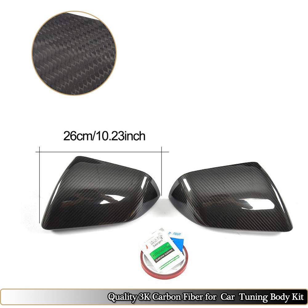 MCARCAR Carbon Fiber Mirror Cover for Ford Mustang GT 2015-2019 | Side Rearview Mirror Caps with Turn Signal Hole | Exterior Upgrade for Coupe & Convertible Models | Durable CF Shell for Enhanced Style & Protection (Perfect for Car Shows & Daily Driving)