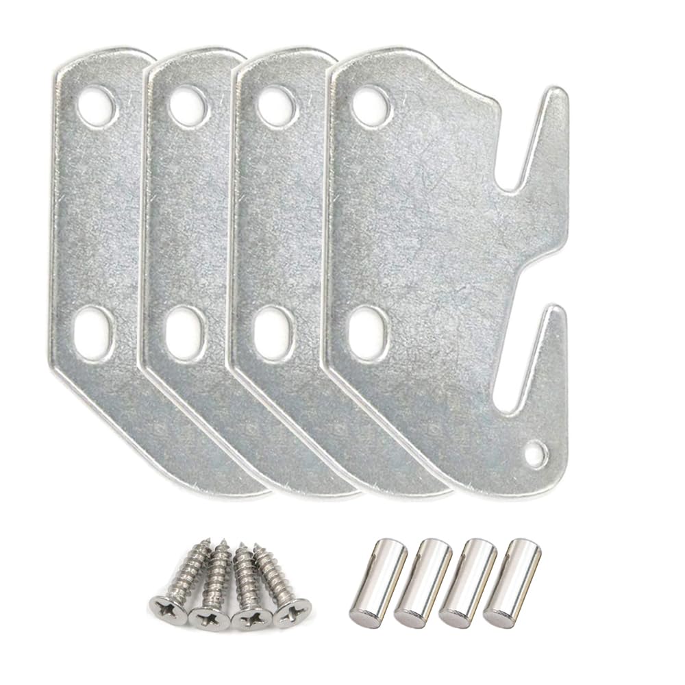 Wooden Bed Frame Brackets - Heavy Duty Bed Rail Hook Plates for Headboard & Footboard Replacement (4-Pack) - Perfect for DIY Bed Frame Repair & Reinforcement