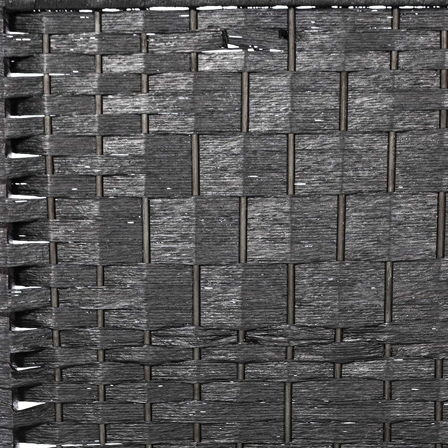 Legacy Decor 5-Panel Weaved Bamboo Fiber Room Divider Privacy Screen - 5.9 ft Height x 7.3 ft Width - Black - Perfect for Home, Office, and Outdoor Space Partition