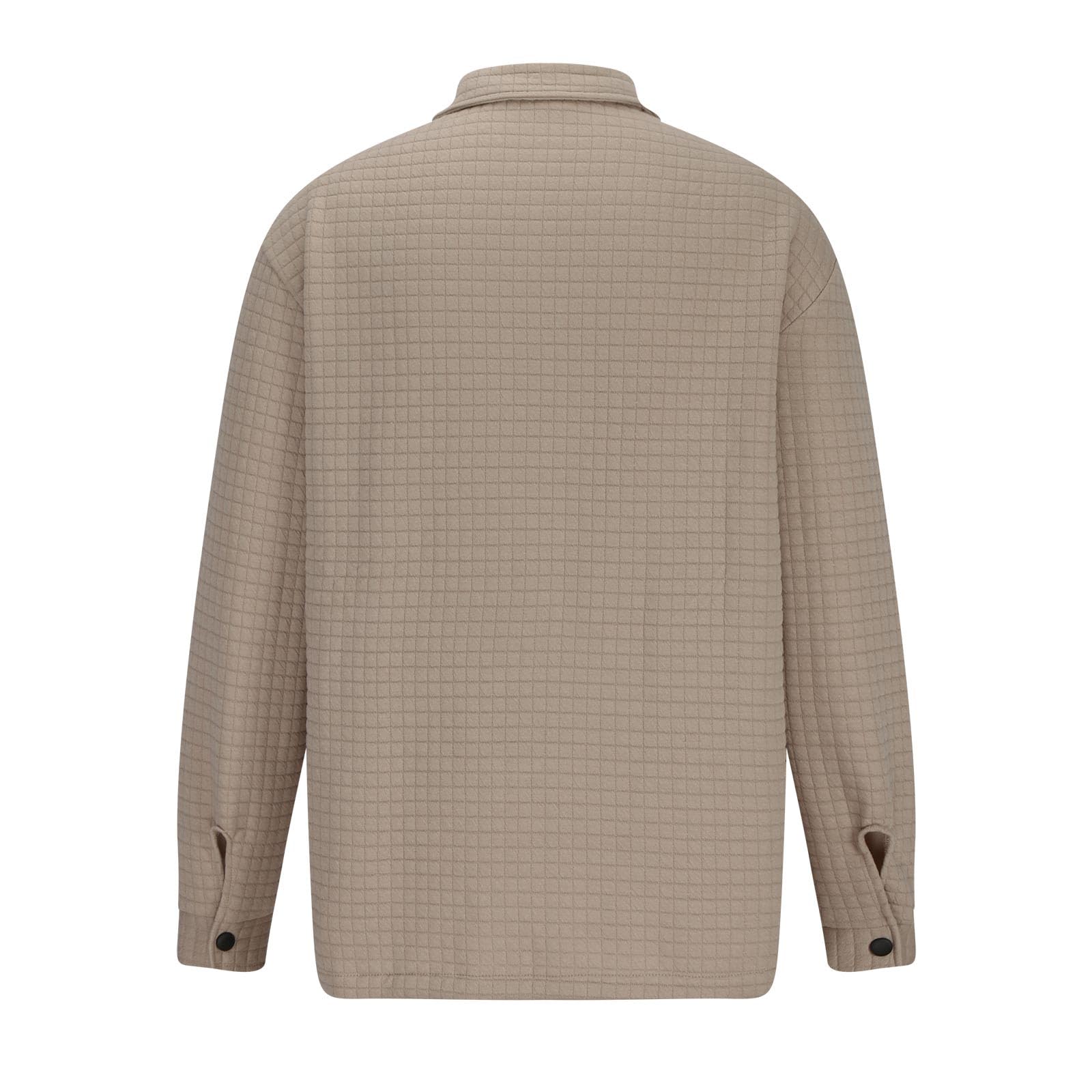 Men's Waffle Knit Long Sleeve Button Down Shirt Jacket - Stylish Cardigan Coat with Pockets for Casual Wear & Outdoor Activities