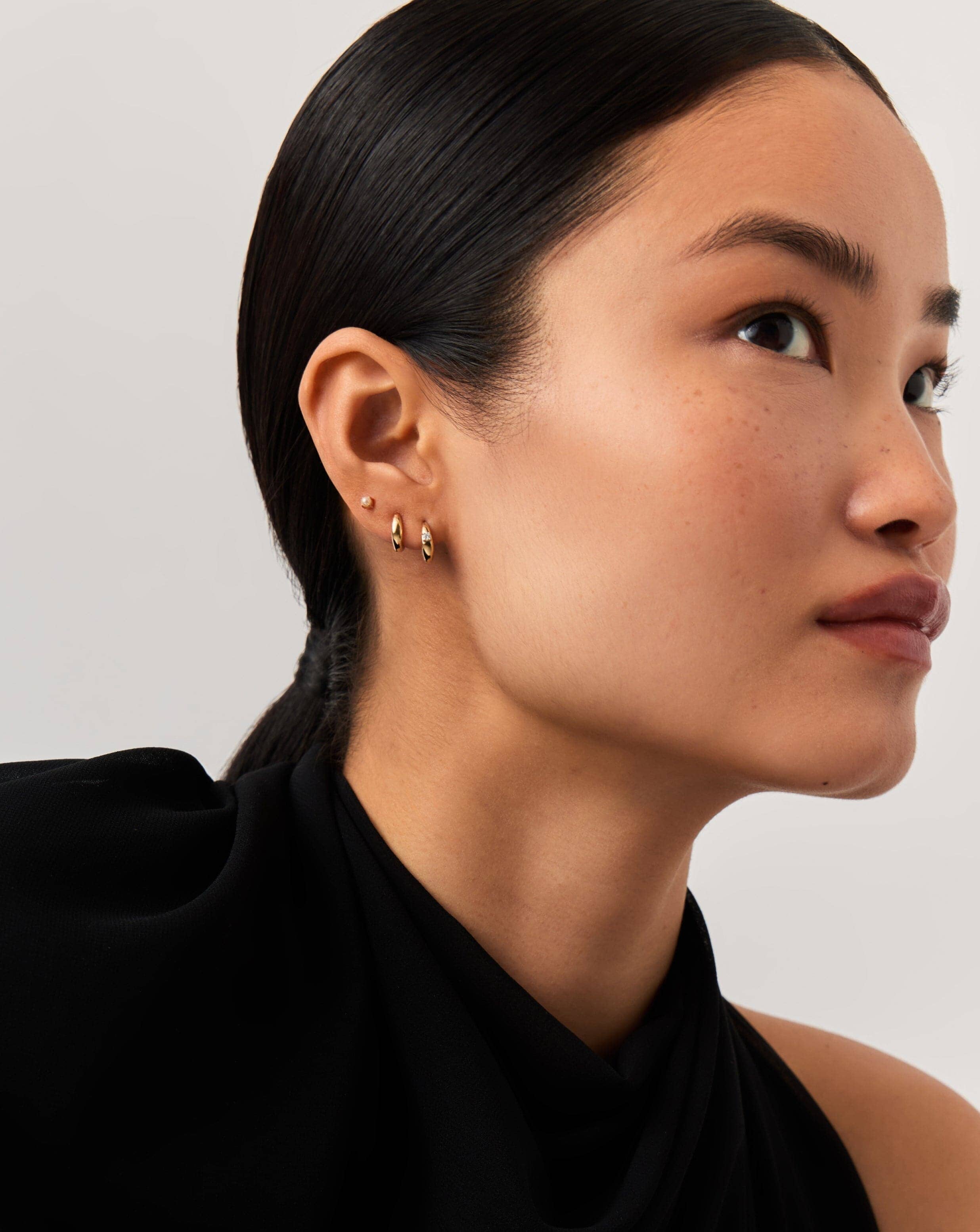 14K Solid Gold Huggie Hoop Earrings for Women - Minimalist Dome Huggies for Everyday Wear - Perfect for Work, Date Night & Gifting