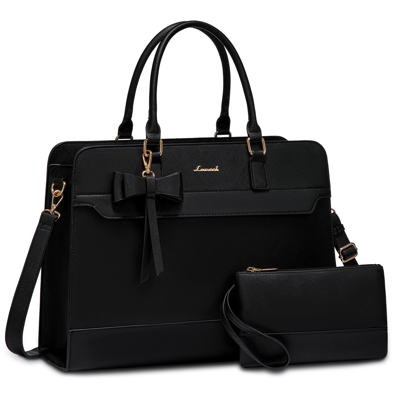LOVEVOOK Leather Laptop Tote Bag for Women - Waterproof Work Bag, Business Briefcase & Teacher Bag with Large Capacity - Perfect for Office, Commuting & Professional Gifts for Women
