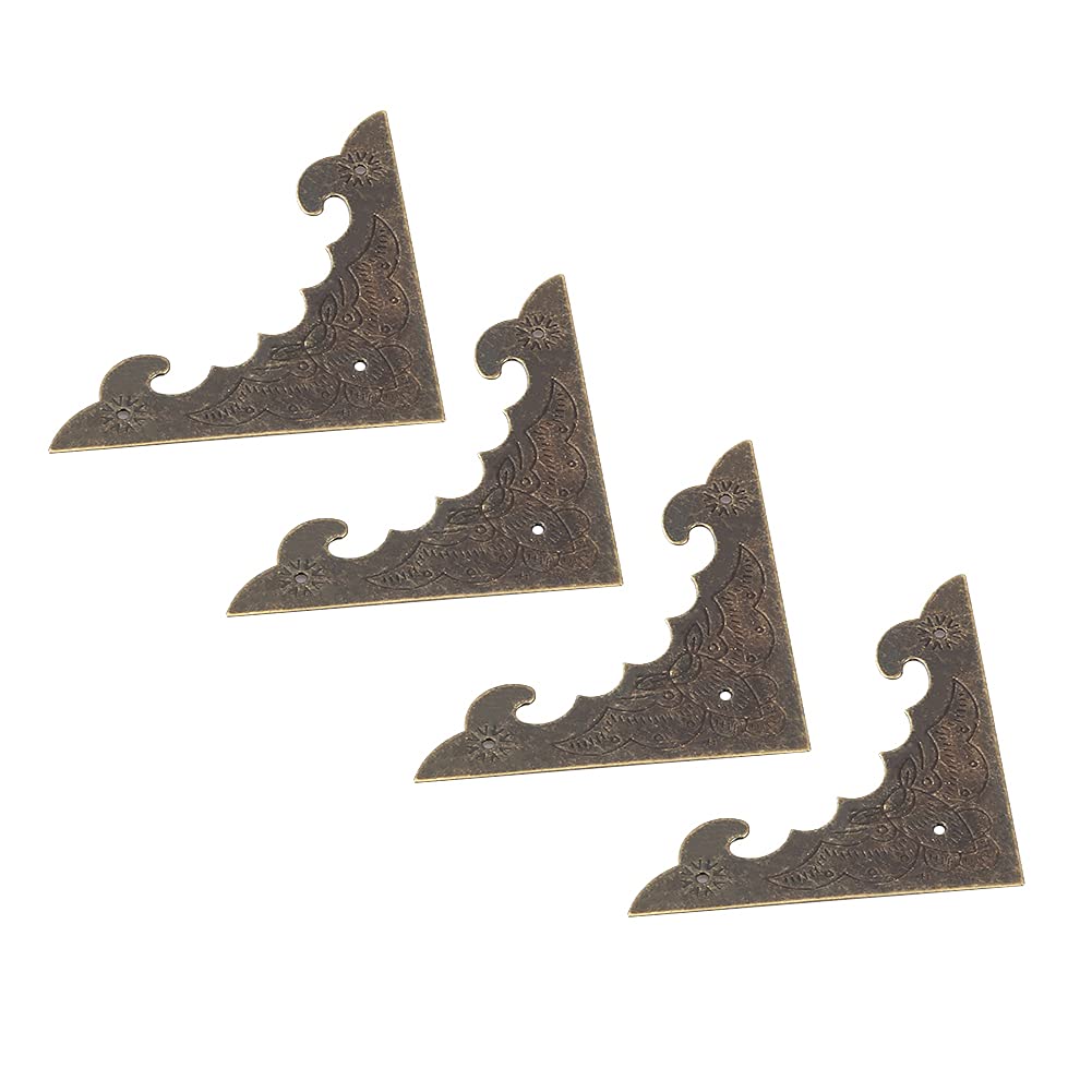 12Pcs Antique Brass Box Corner Protectors - Flat Embossed Bat Design for Jewelry & Wood Case Protection - Includes 36 Nails (S) - Perfect for DIY Crafts, Gift Boxes & Home Decor Projects