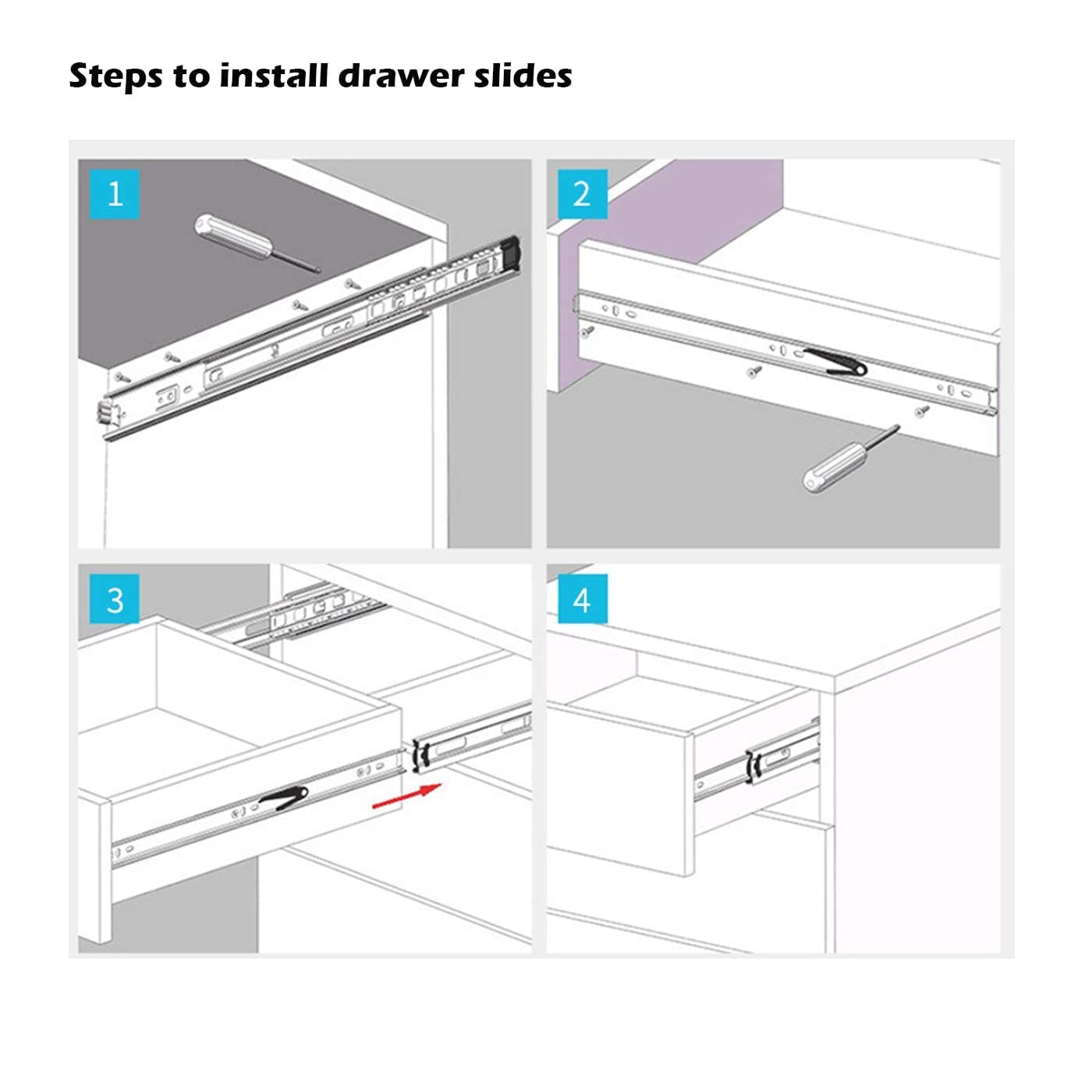 Gobrico 10-Pair Ball Bearing Kitchen Soft Close Side Mount Drawer Slides - 20 Inch Full Extension 3-Fold Cabinet Drawer Runners for Smooth & Quiet Cabinet Operation - Perfect for Kitchen Cabinets, Bathroom Vanities, Office Furniture & Storage Units