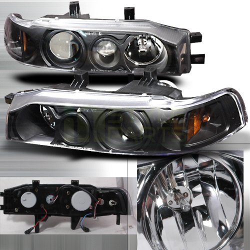 1990-1993 Honda Accord Black Projector Headlights - High Performance LED Conversion Kit for Night Driving & Car Customization