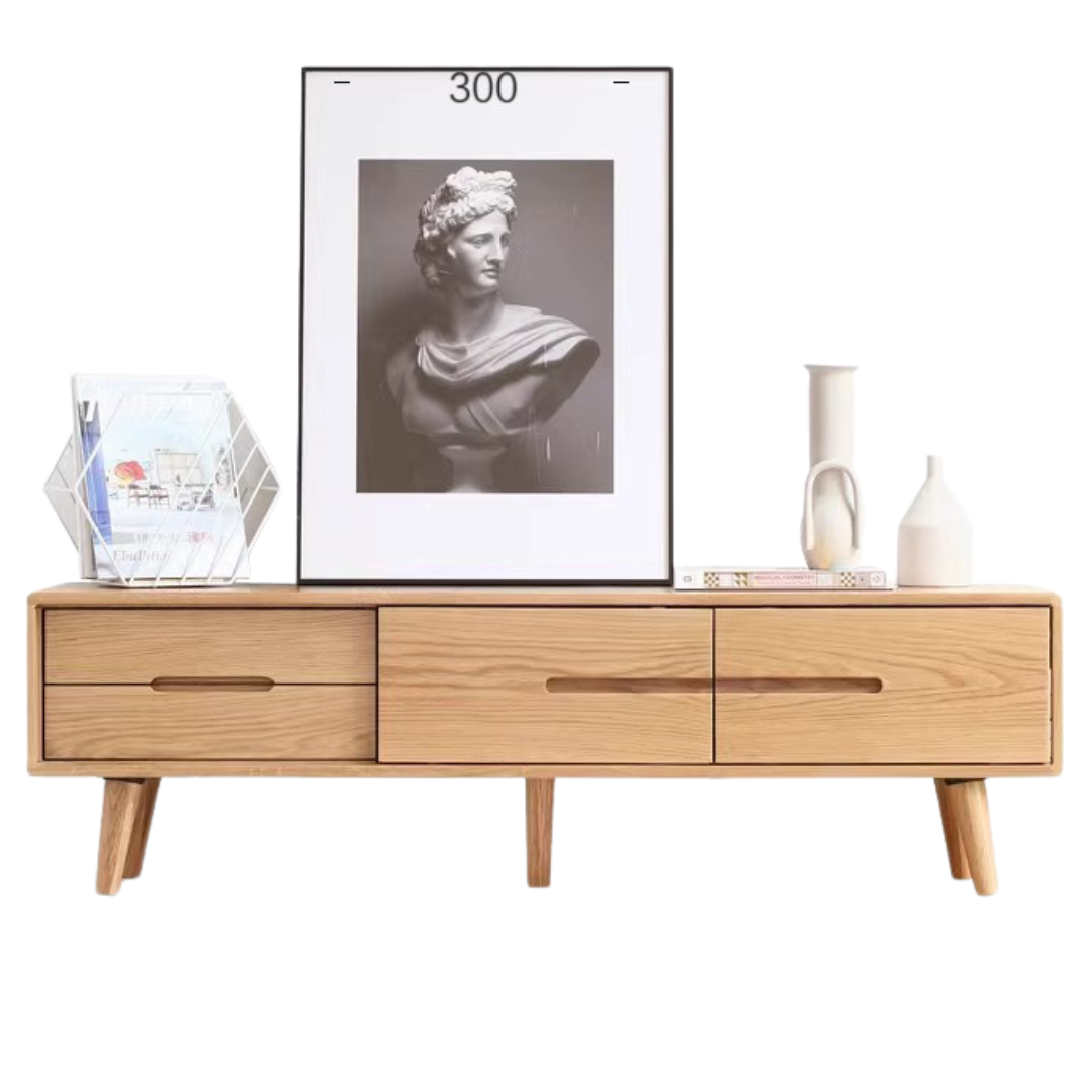 Solid Oak Wood TV Stand - Small Size with Multiple Style Options - Perfect for Living Room, Bedroom & Home Theater Setup