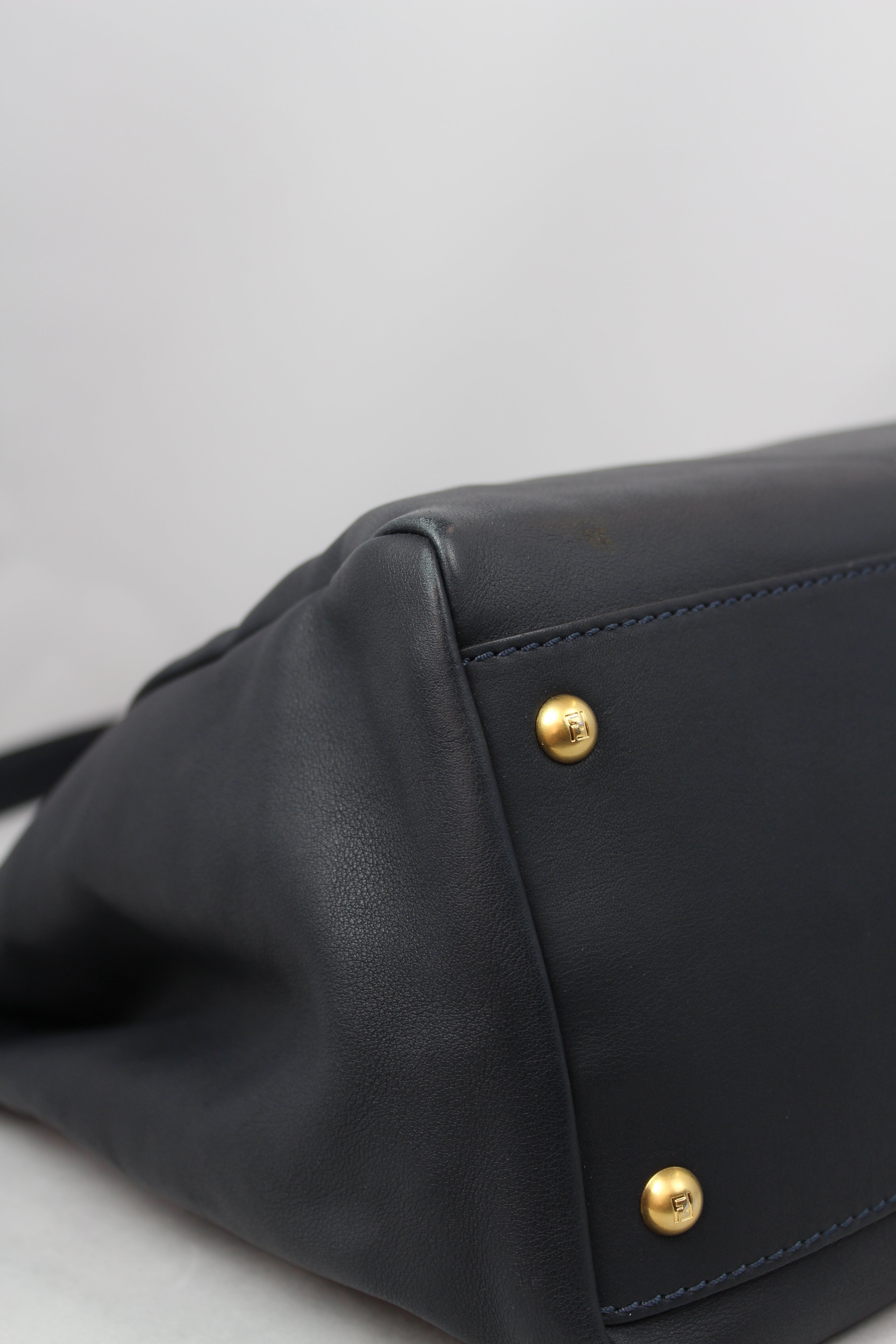 Fendi Peekaboo Blue Leather Handbag with Denim Lining - Perfect for Work, Travel & Everyday Luxury Fashion Accessory