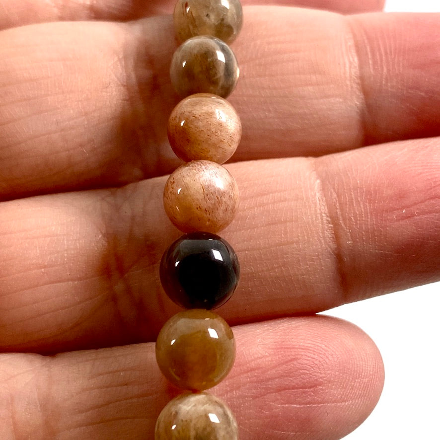Moonstone Bracelet - Black & Mixed Color Gemstone Jewelry for Women - Perfect for Meditation, Healing & Spiritual Gifts