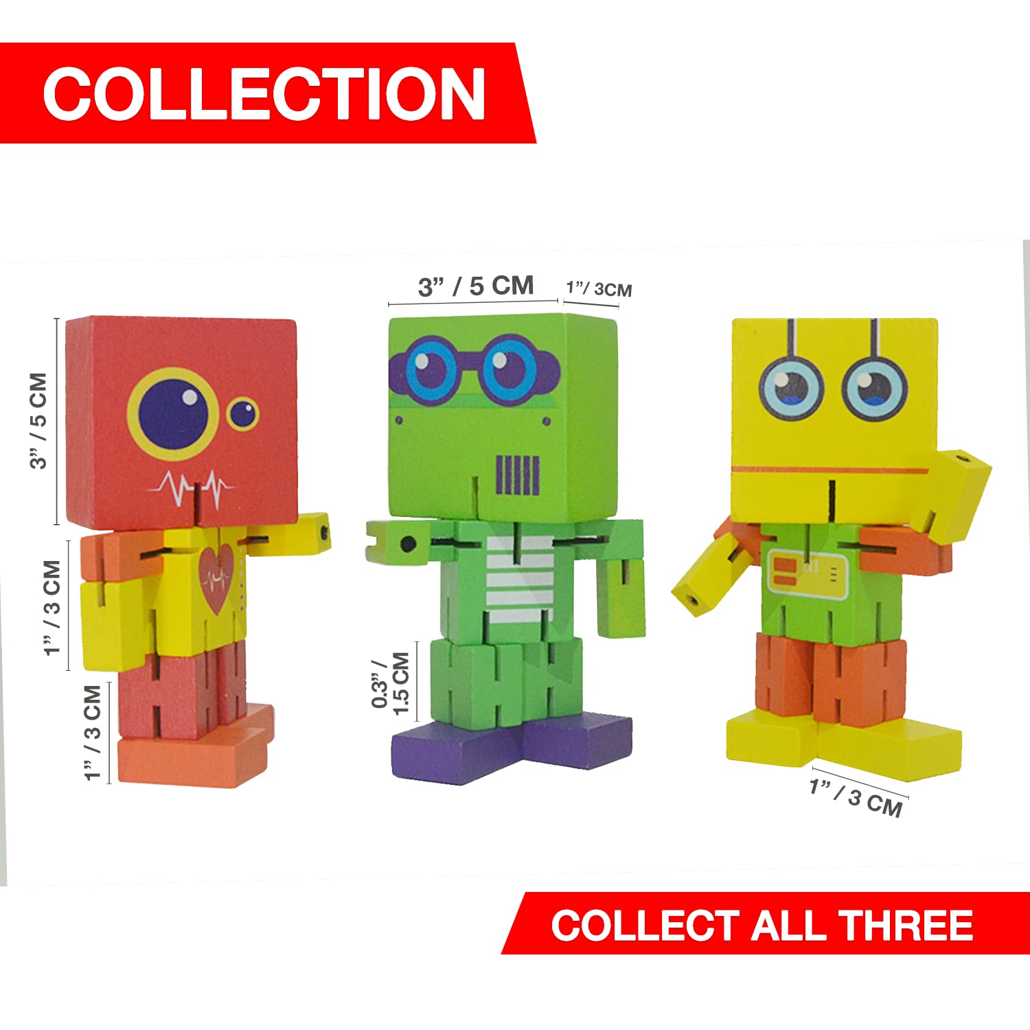Wooden Robot Toy - Cubebot Transforming Puzzle Cube for Kids & Adults | Fidget Toy, Stacking Robot, Brain Teaser | Perfect for Stress Relief, Office Desk & STEM Learning