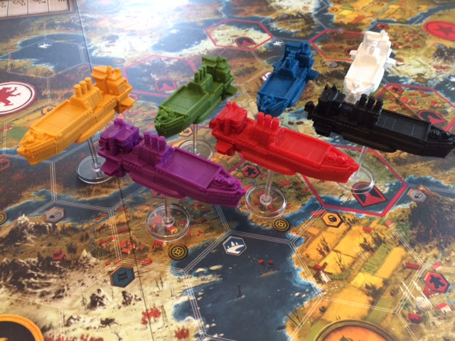 7-Piece Scythe Airship Miniature Set for Board Games - Perfect for Tabletop Gaming, Collectibles & Warhammer Terrain Scenes