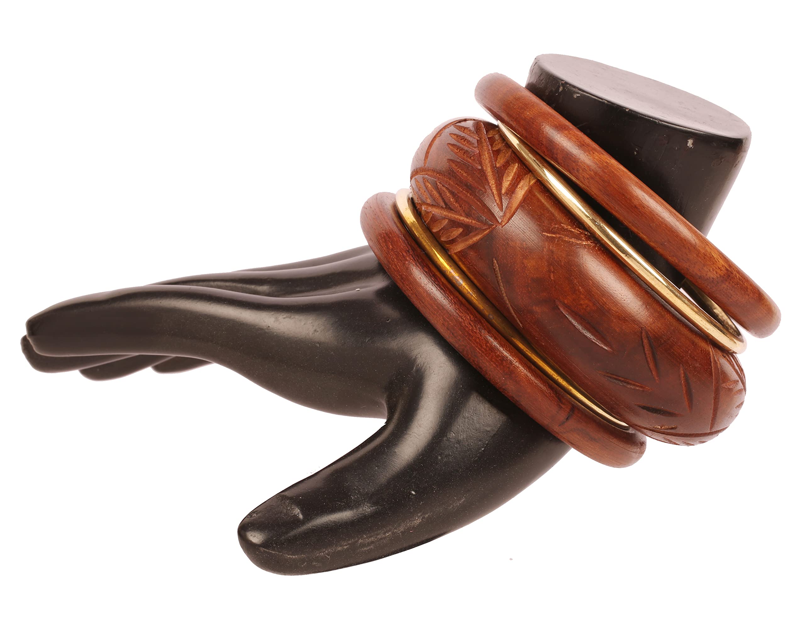 Exquisite Handcrafted Wood & Brass Jewelry Set - Indian Masterly Embedded Work Designer Bracelets & Bangles for Women | Perfect for Boho, Ethnic & Festival Fashion