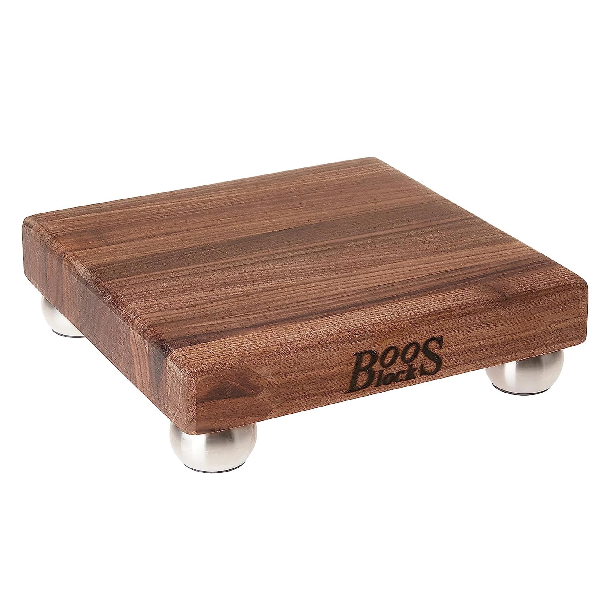 John Boos B Series Walnut Wood Cutting Board with Feet - 9x9x1.5 Inches - Premium Square Kitchen Cutting Board for Chopping, Slicing & Serving - Perfect for Home Cooks & Professional Chefs