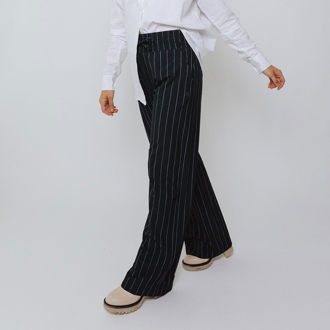 Audrey Women's Navy Pinstripe Dress Pants - Professional Office Work Trousers for Business Casual & Formal Occasions