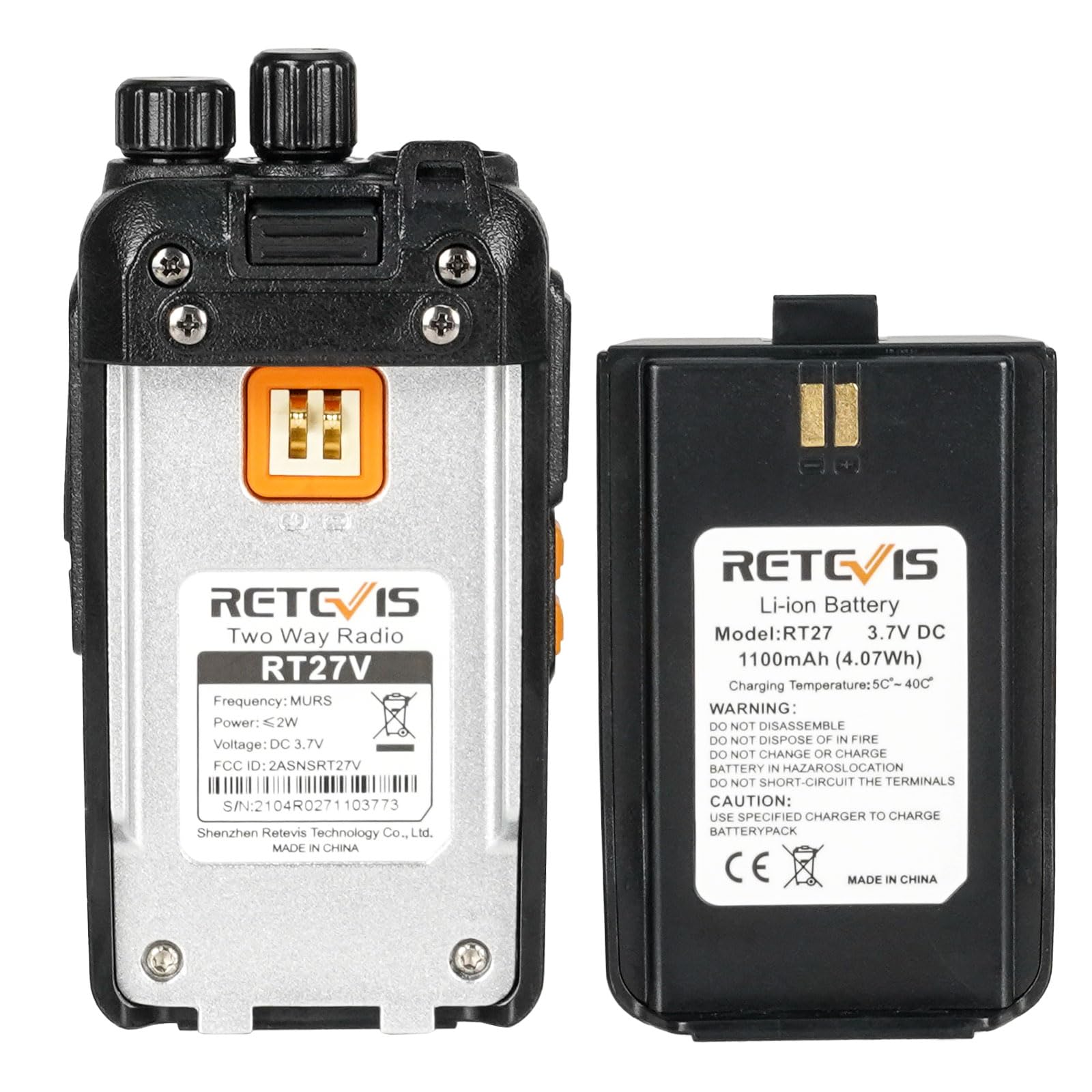 Retevis RT27V MURS License-Free Two Way Radios (10 Pack) - 5 Channel Walkie Talkies with Rechargeable Battery & Earpiece - Ideal for Emergency Rescue, Church Services, Construction & Outdoor Activities