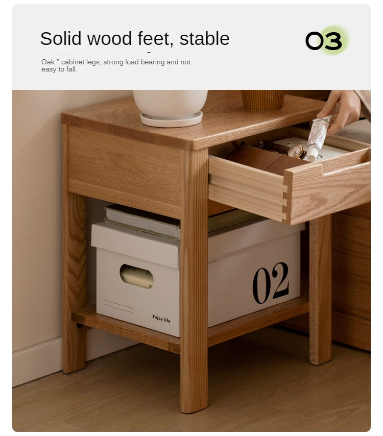 Solid Oak Wood Nightstand - Bedside Table with Drawer for Bedroom Furniture, Perfect for Storage and Decor | Modern & Rustic Home Design