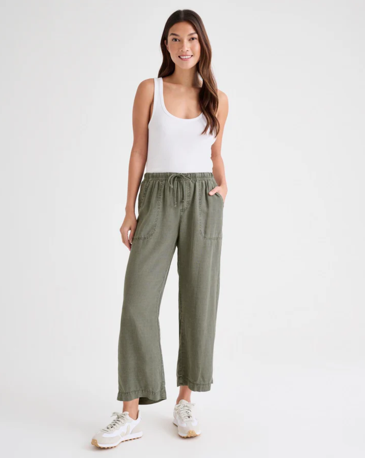 Angie Crop Wide Leg Pants for Women - High Waisted Comfortable Lounge Pants - Perfect for Yoga, Travel & Casual Wear