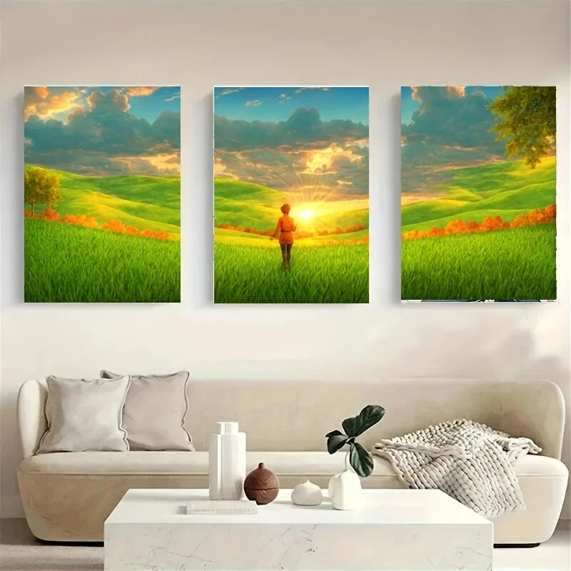 3-Piece Vibrant Landscape Metal Wall Art - Ready to Hang Modern Home Decor for Living Room, Bedroom & Office