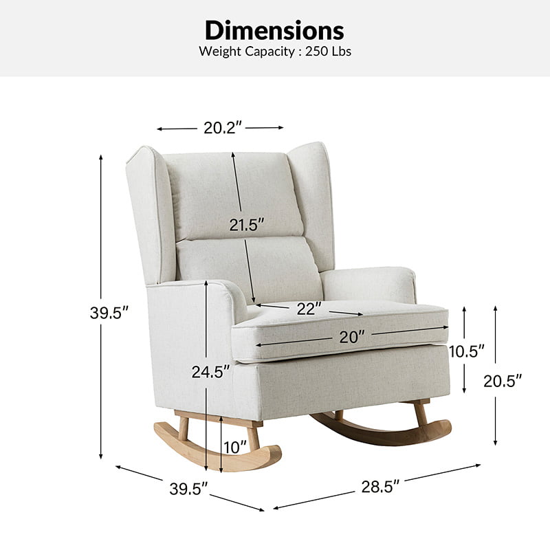 Andreo Modern Tufted Upholstered Rocking Chair - Comfortable Nursery Rocker for Baby Room, Living Room & Bedroom - Perfect for Nursing, Relaxing & Home Decor