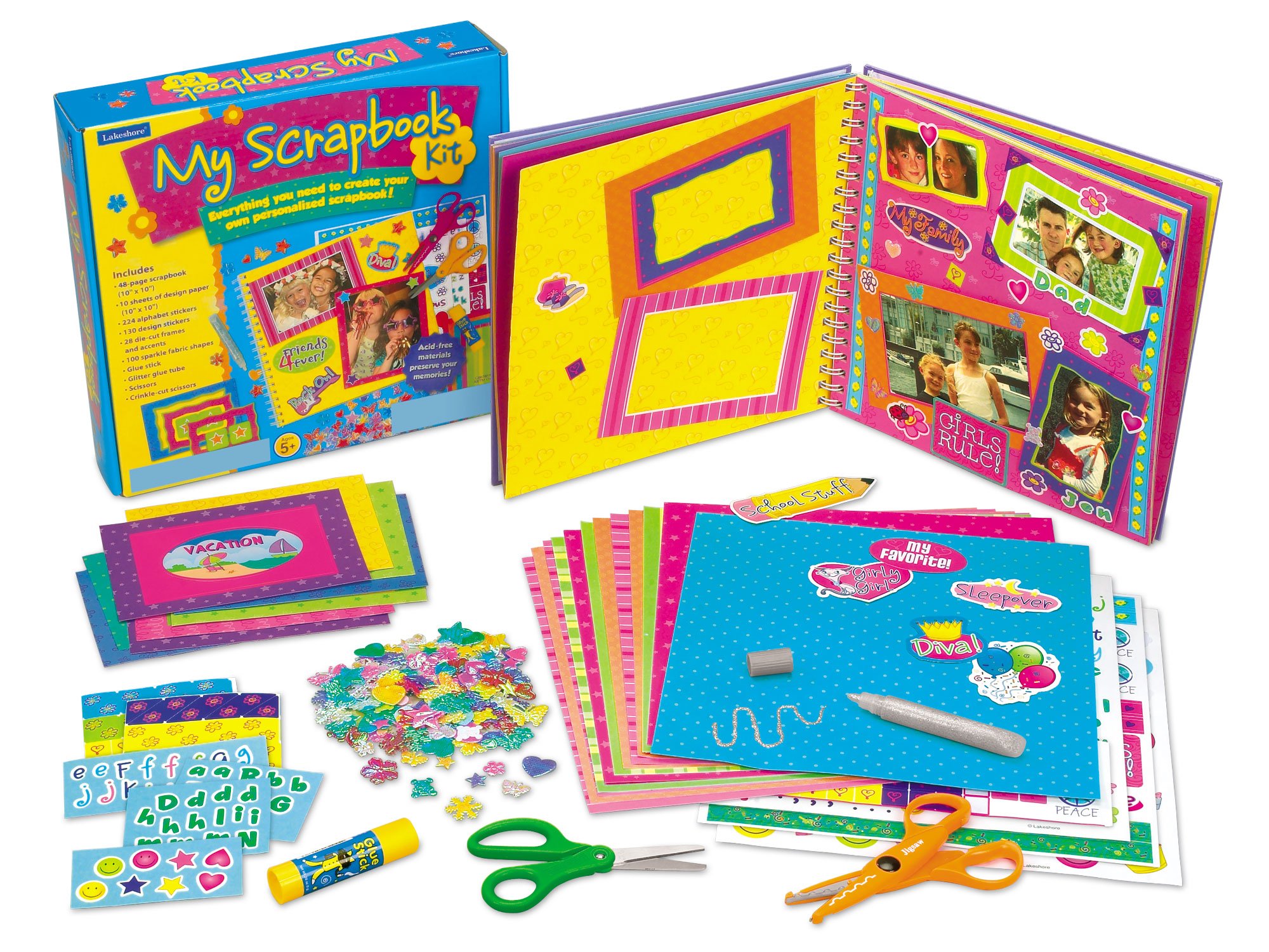 Lakeshore My Scrapbook Kit - Creative DIY Scrapbooking Supplies for Kids & Adults - Perfect for Memory Books, Photo Albums, and School Projects