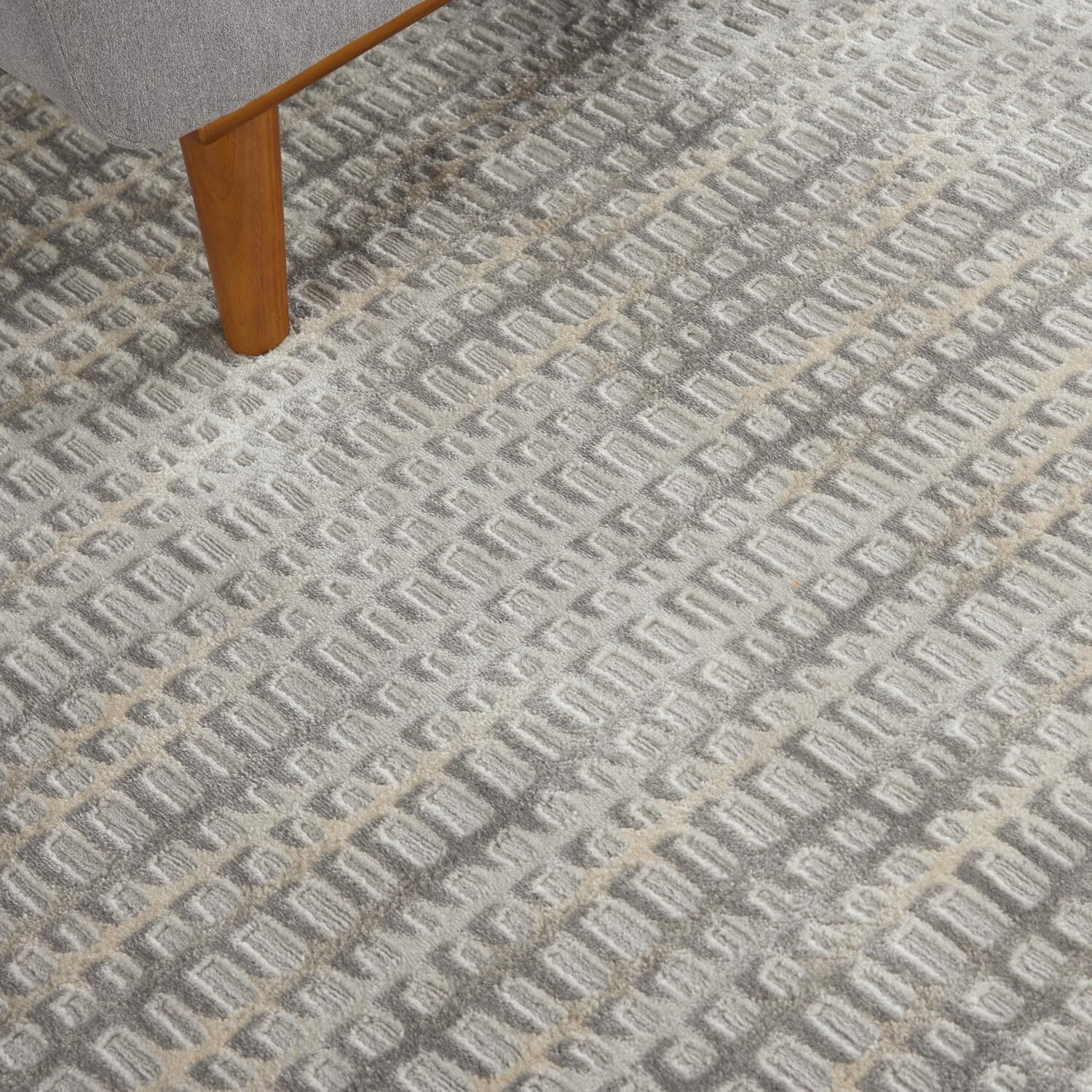 Nourison Solace Contemporary Abstract Grey/Beige 8' x 10' Area Rug - Easy to Clean, Non-Shedding, Stain Resistant - Perfect for Bedroom, Living Room, Dining Room & Kitchen Decor