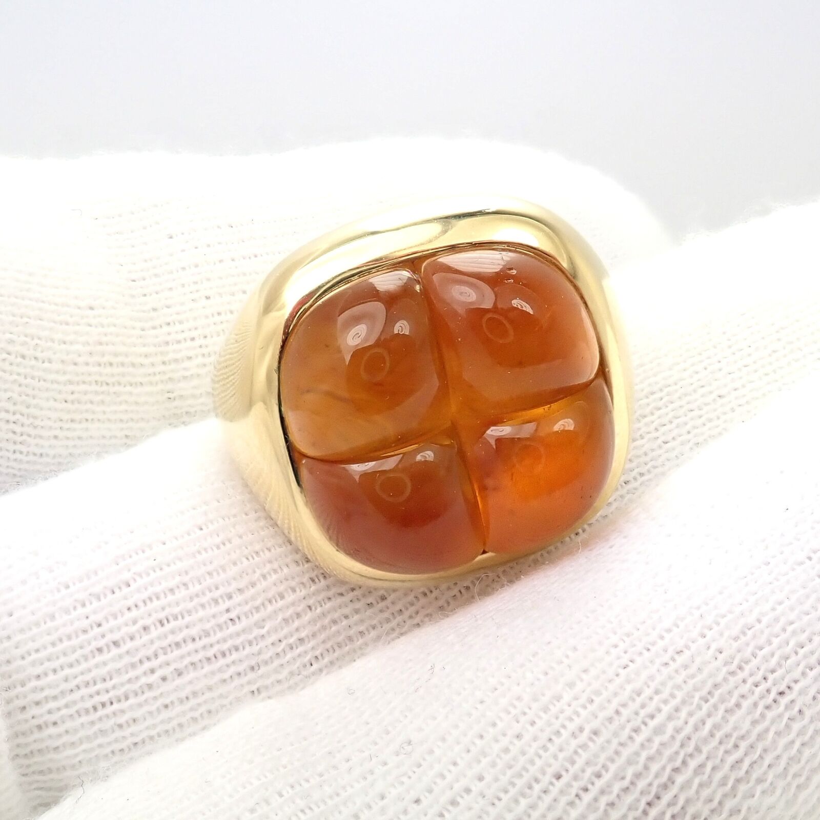 Authentic Pomellato 18K Yellow Gold Citrine Ring Size 6.5 - Large Statement Jewelry for Women, Luxury Gift for Anniversary & Special Occasions