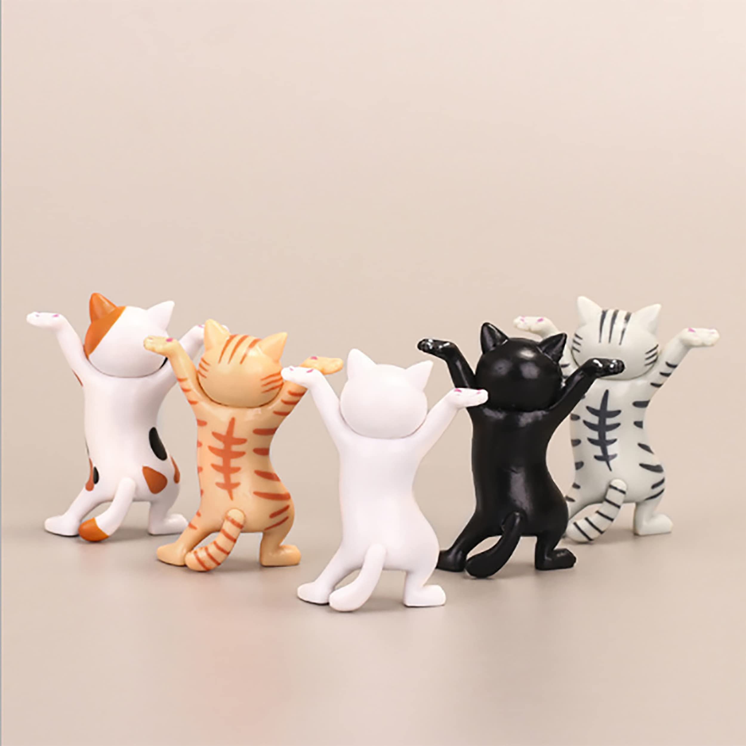 IRYNA 5Pcs Dancing Cat Pen Holder - Cute Cat Figurine Desk Organizer for Cat Lovers | Perfect Cat Themed Gift for Women, Office Desk Decor & Home Accessories | Great for Workstations, Home Offices & Gift Giving