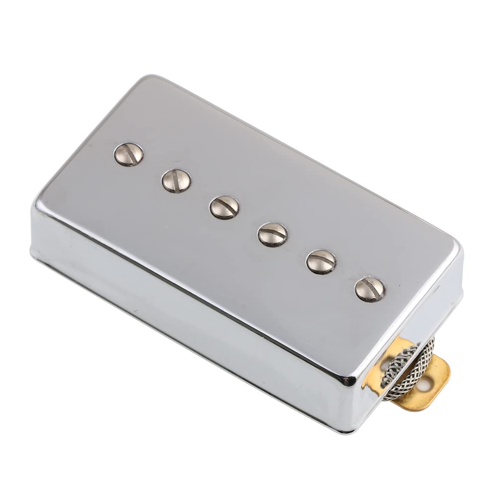 Alnico 5 Magnet Humbucker Sized P90 Electric Guitar Pickups - Chrome Cover for Neck & Bridge Position - Perfect for Blues, Rock & Jazz Guitar Upgrades