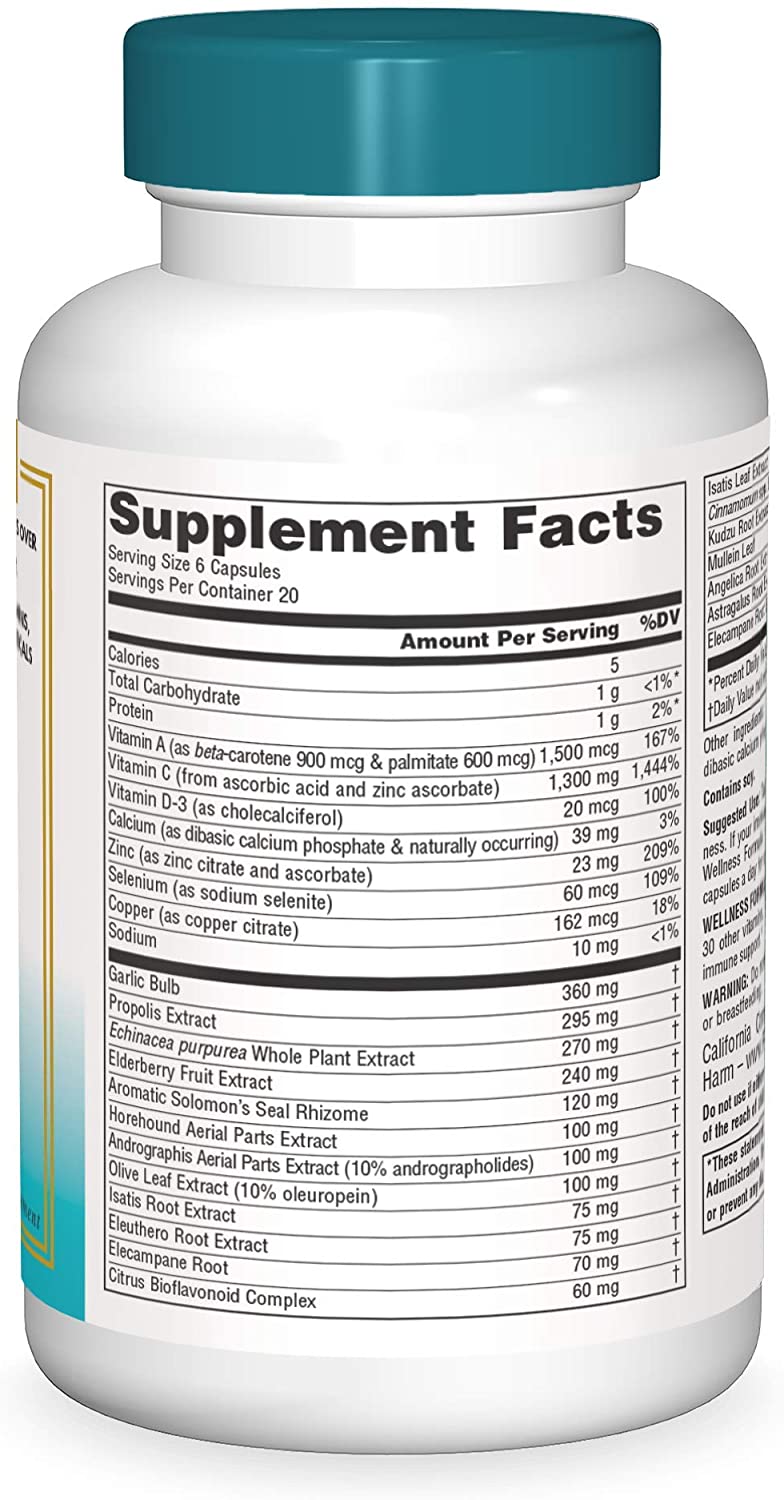 Buy Wellness Formula 120 Capsules - Immune Support Supplement for Adults | Boost Immunity & Wellness | Perfect for Cold & Flu Season, Travel, and Daily Health Maintenance