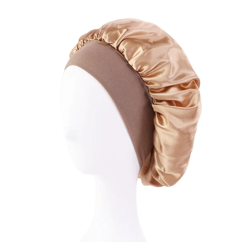 Silk Satin Sleep Cap for Women - Soft & Comfortable Night Hair Protection - Perfect for Curly Hair, Natural Hair & Bedtime Hair Care (Black) | Great for Travel, Spa & Beauty Routine