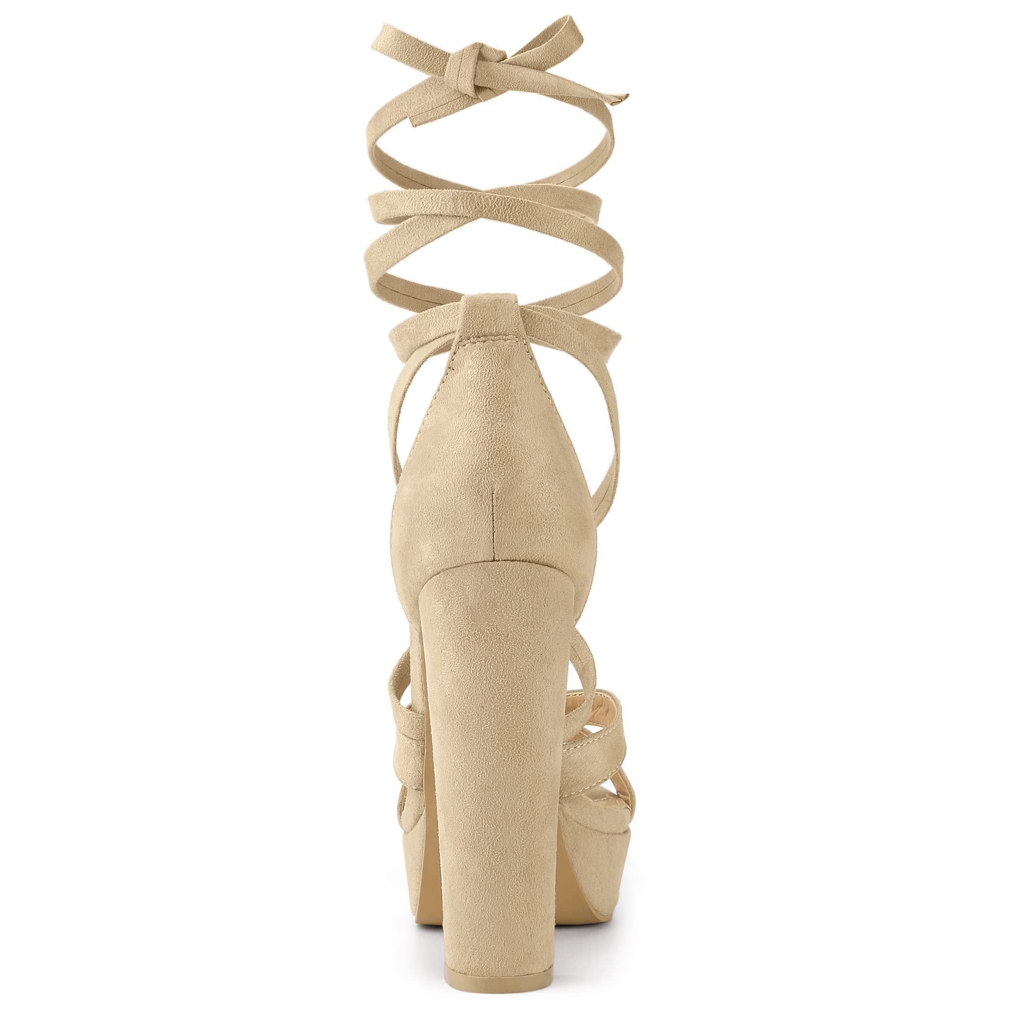 Allegra K Women's Chunky High Heel Lace-Up Platform Sandals - Stylish Summer Wedge Shoes for Parties, Weddings & Date Nights