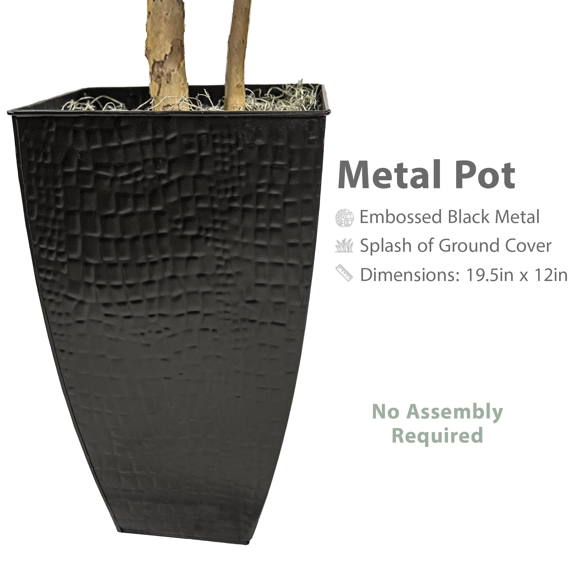 6FT Artificial Fiddle Leaf Fig Tree with Real-Wood Trunk & Black Metal Pot - Indoor Outdoor Faux Plant for Home, Office Decor - Perfect for Living Rooms, Bedrooms, Patios & Balconies (6 Feet Tall, Black Planter) - Adds Tropical Vibes to Any Space