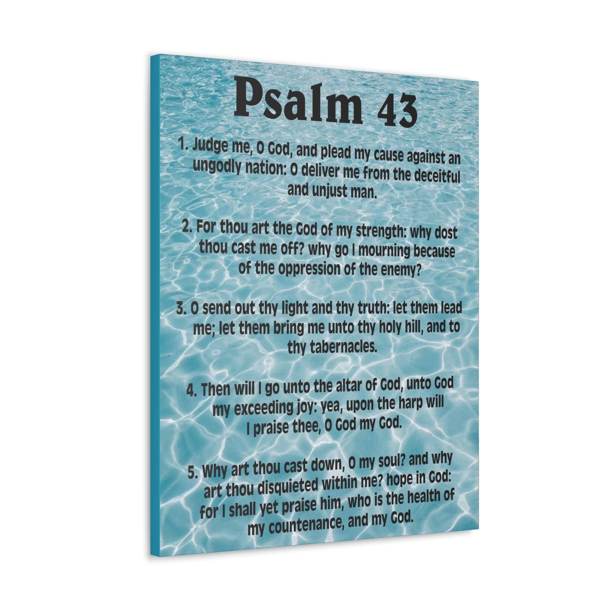 Christian Wall Art - Bible Verse Canvas Print with Psalm 43: Judge Me Scripture - Inspirational Home Decor for Living Room, Bedroom & Church