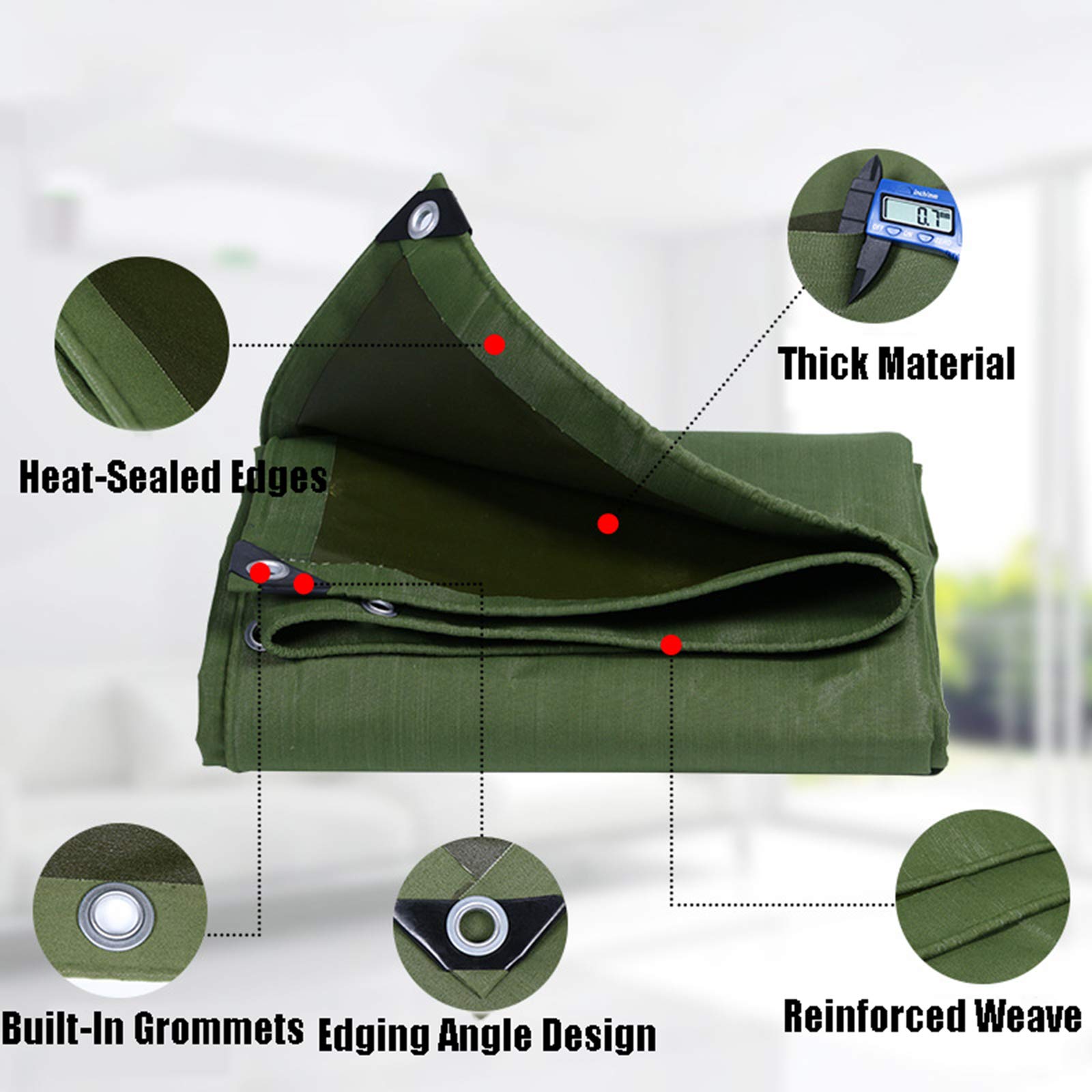 Heavy Duty Waterproof Canvas Tarp 7x20ft - Truck Cover with Aluminum Grommets, Thick Durable Tarpaulin for Roof, Outdoor, Patio, Camping & Construction Use