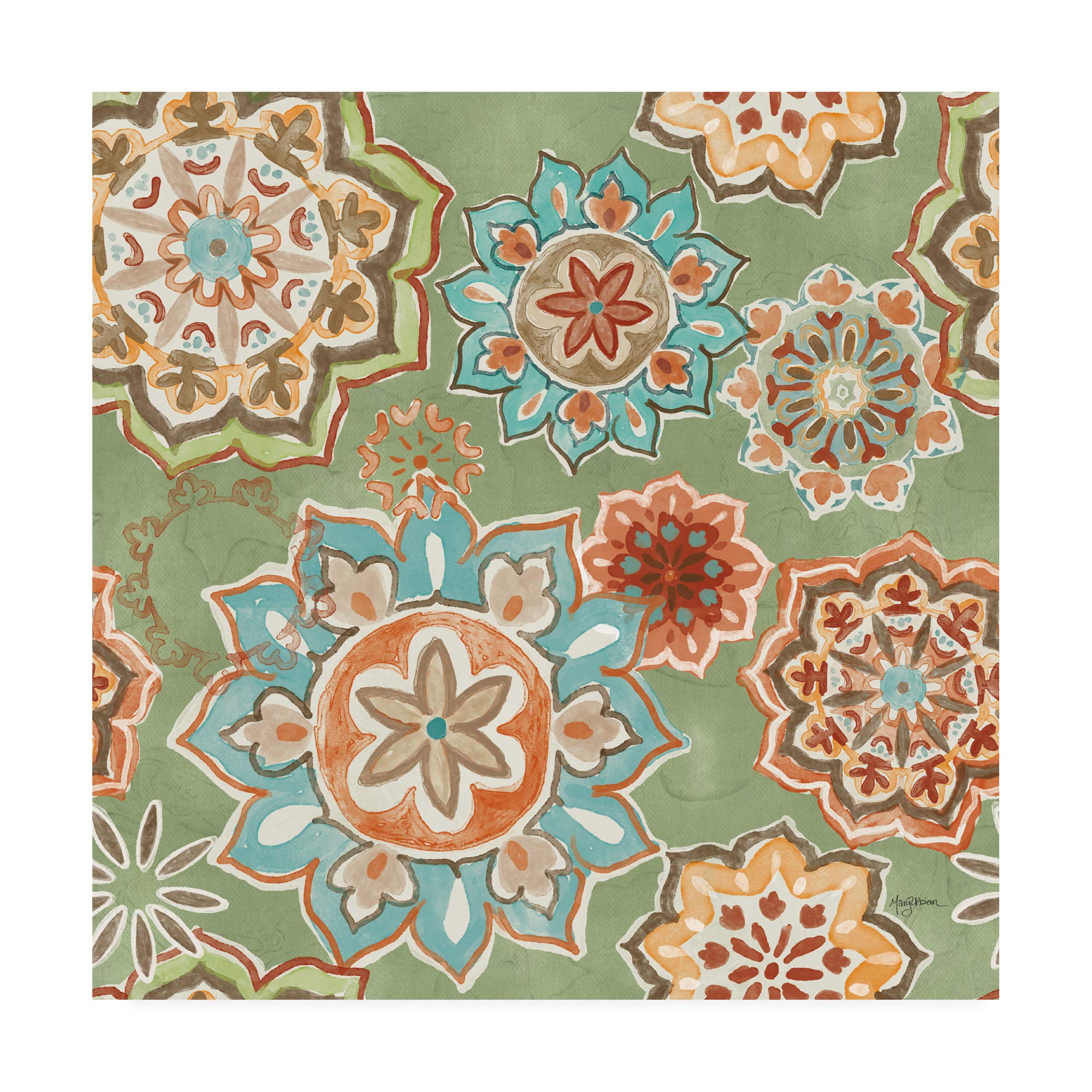 Trademark Fine Art Autumn Friends Pattern IF by Mary Urban, 18x18 Inch Canvas Wall Art - Perfect for Living Room, Bedroom & Office Decor