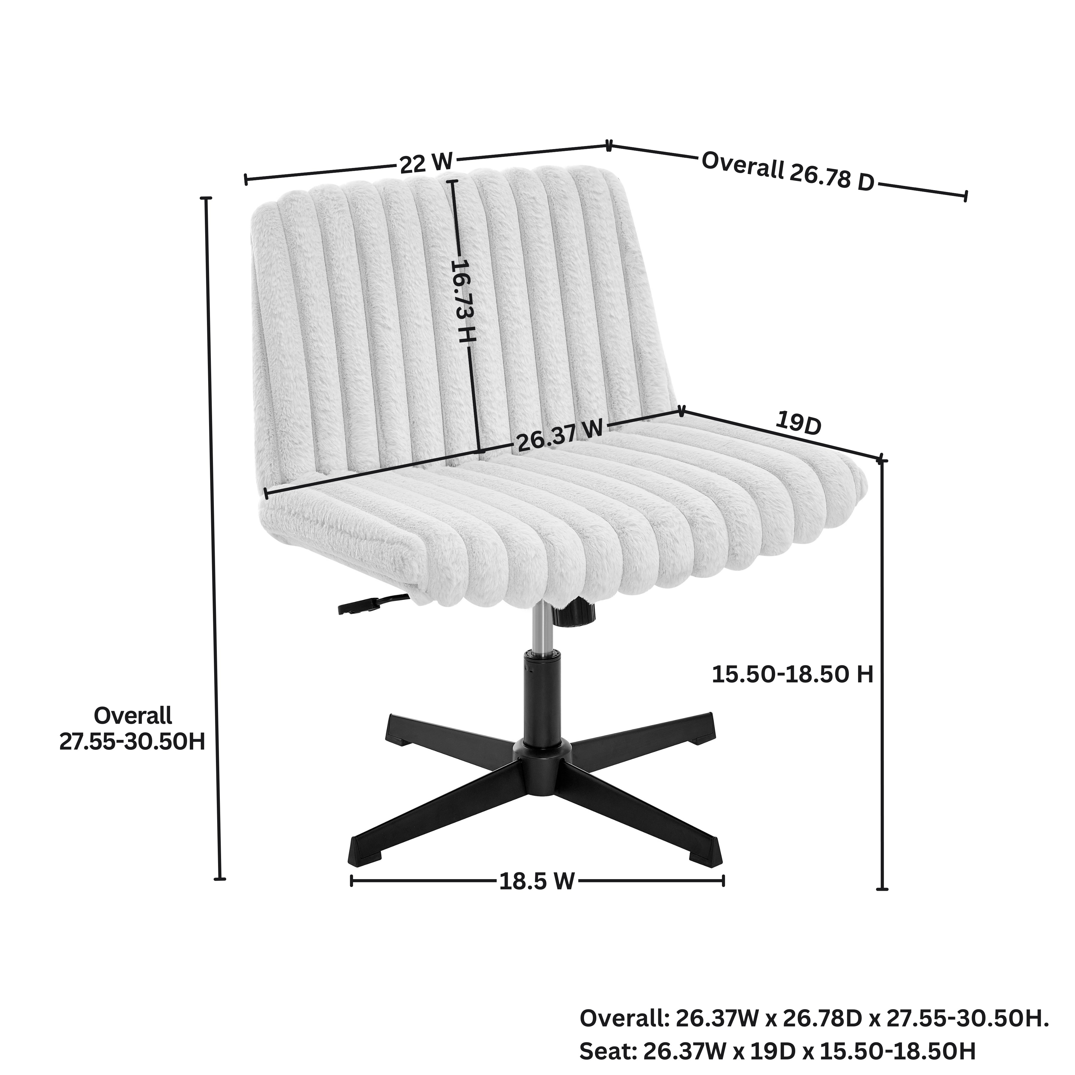 Roundhill Blynn Adjustable Swivel Criss Cross Chair - Wide Seat Ergonomic Office Chair with Lumbar Support, Vanity Makeup Chair for Home & Office Workspace, Study Desk, Dressing Table and Beauty Salon