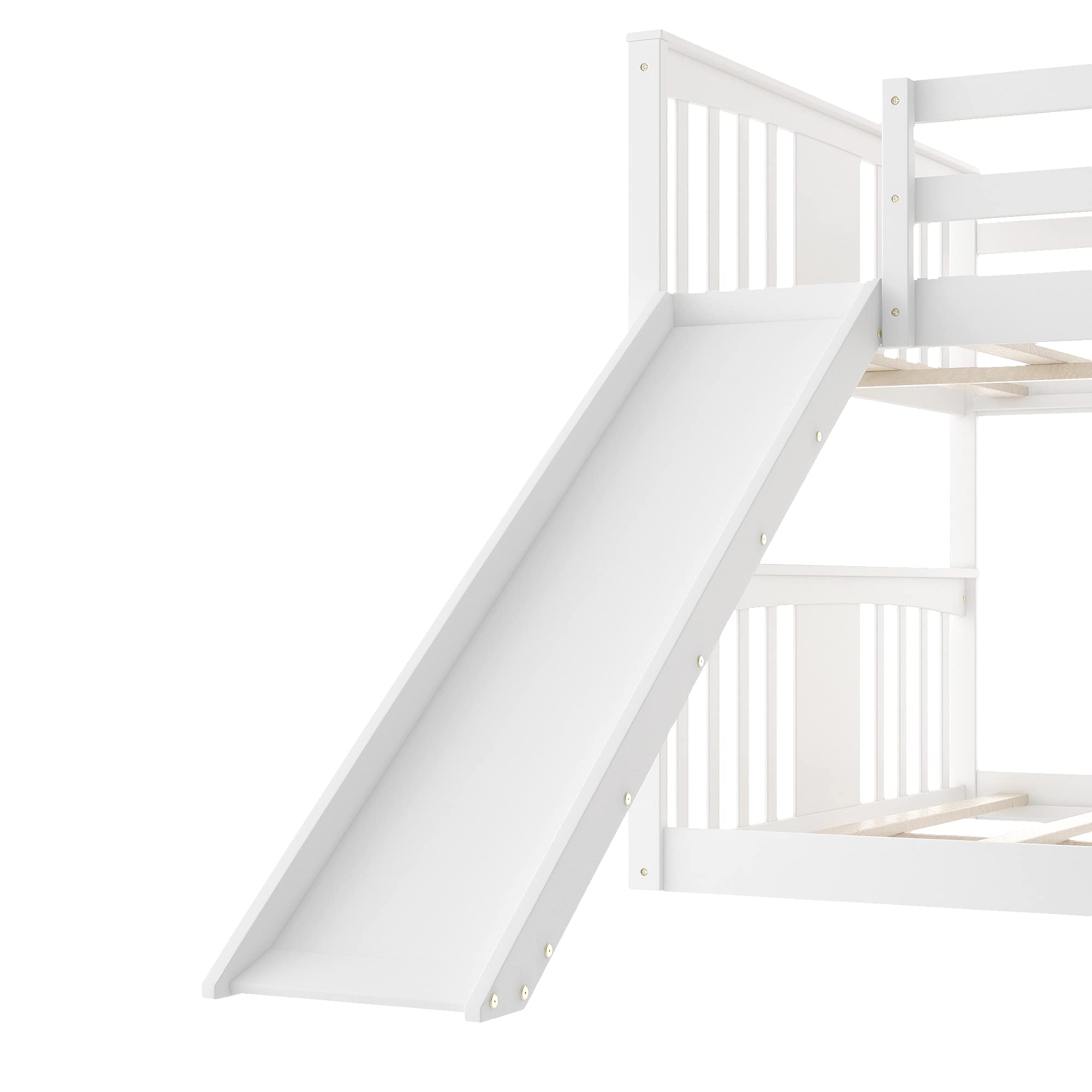 Twin Over Twin Bunk Bed with Slide & Ladder - Sturdy Kids Bunk Bed for Children & Teens, Space-Saving Bedroom Furniture (No Box Spring Required) - Perfect for Shared Kids Rooms, Sleepovers & Small Spaces