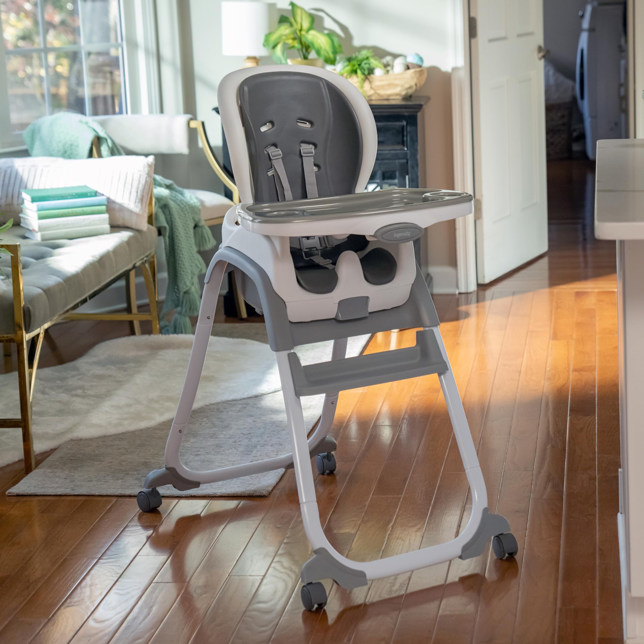 Ingenuity SmartClean Trio Elite 3-in-1 Convertible Baby High Chair, Toddler Chair & Booster Seat for Ages 6 Months+ | Easy-Clean Design | Perfect for Dining, Snacking & Playtime | Slate Gray (Unisex)